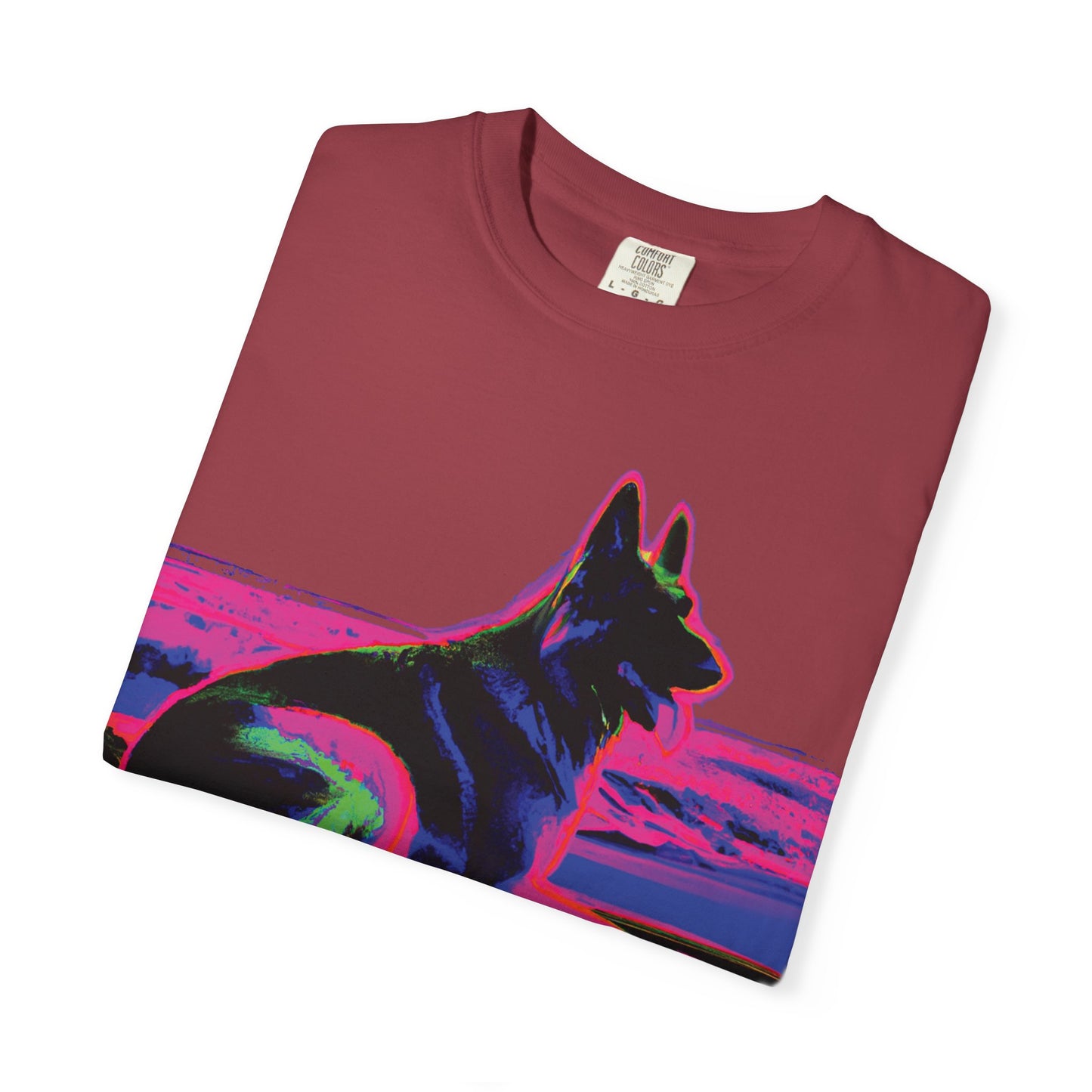 German Shepherd Sunset T-Shirt — Neon Pop Dog Graphic Tee
