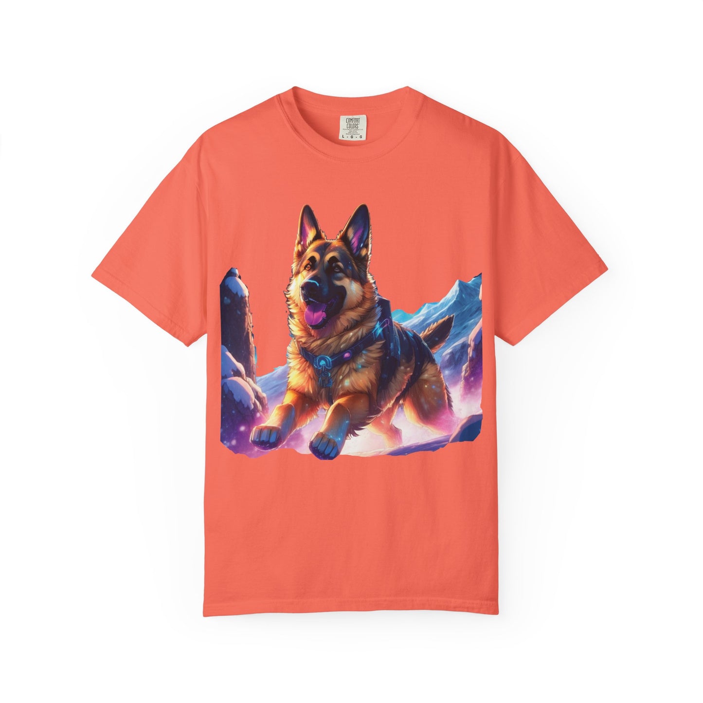German Shepherd Mountain Tee — Vibrant Dog Graphic T-Shirt