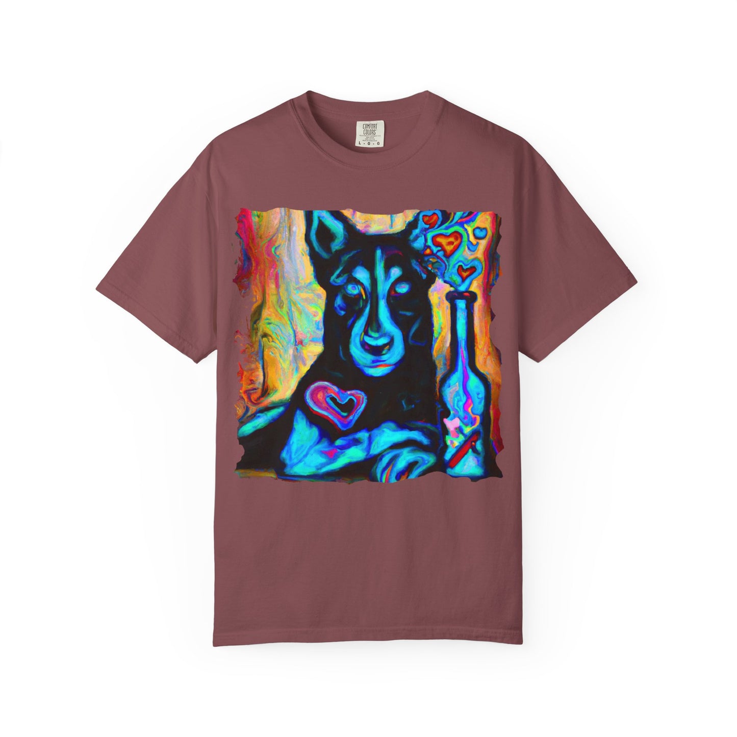 Colorful Husky Art T-Shirt — Vibrant Neon Dog Portrait Tee