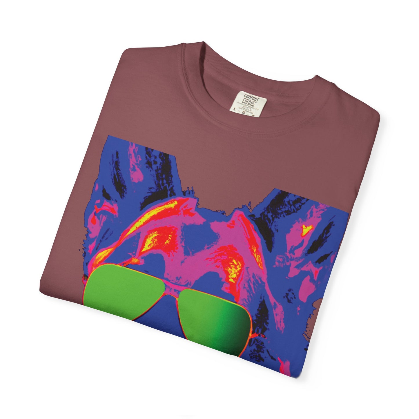 Cool Neon German Shepherd T-Shirt with Sunglasses – Retro Pop Art Dog Tee