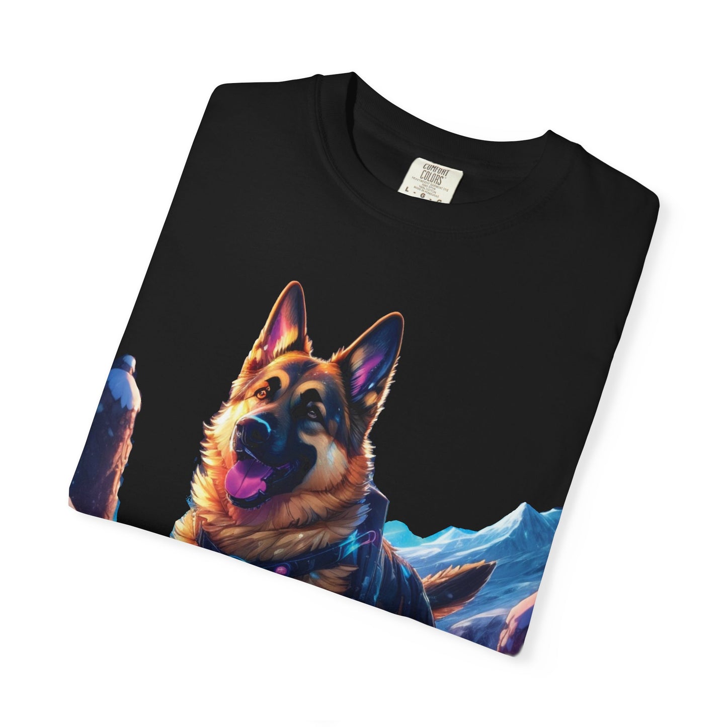 German Shepherd Mountain Tee — Vibrant Dog Graphic T-Shirt