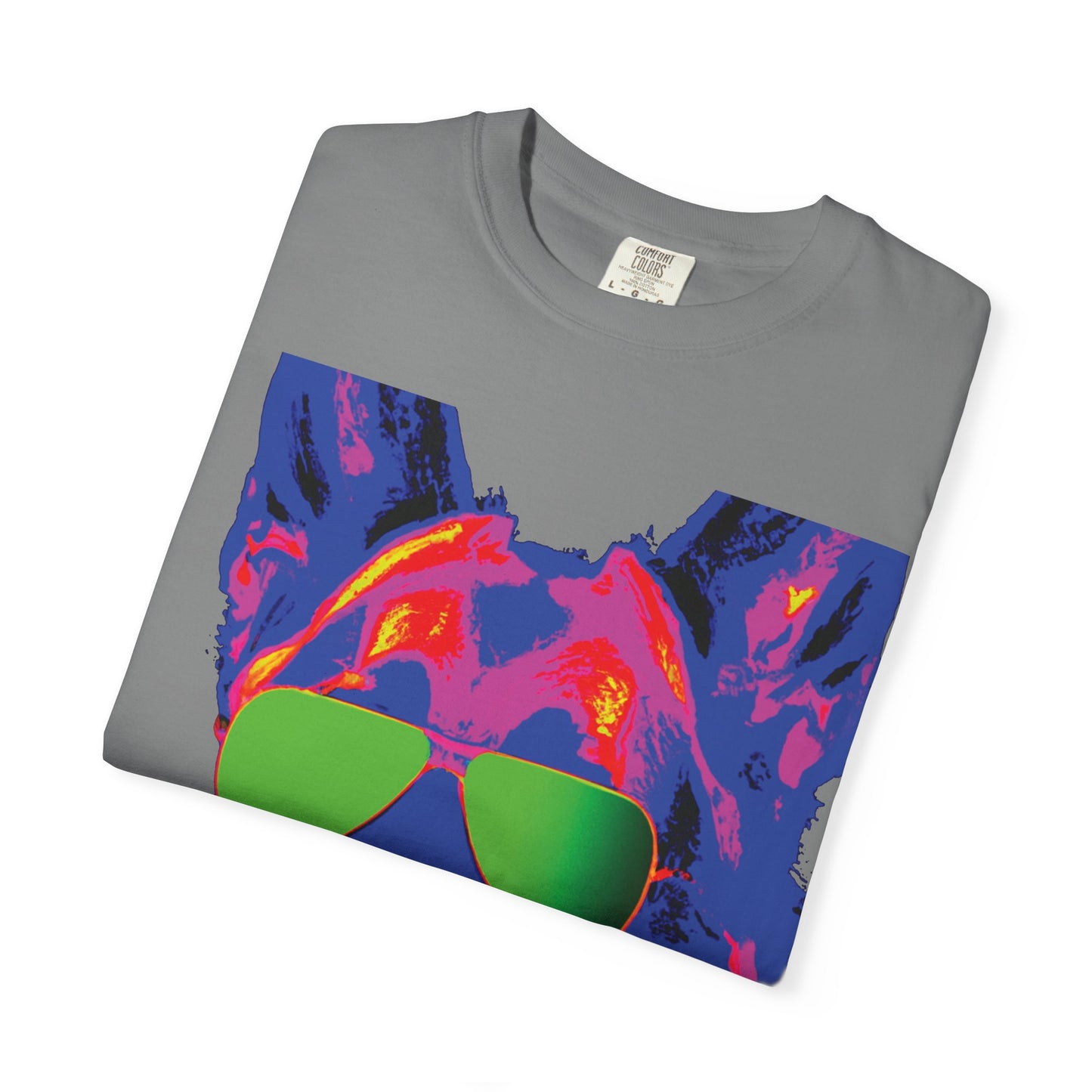 Cool Neon German Shepherd T-Shirt with Sunglasses – Retro Pop Art Dog Tee