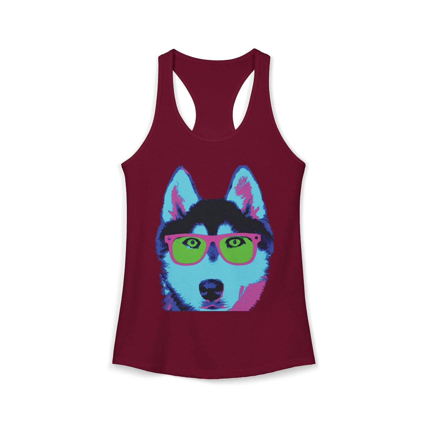 Husky with Cool Glasses Racerback Tank