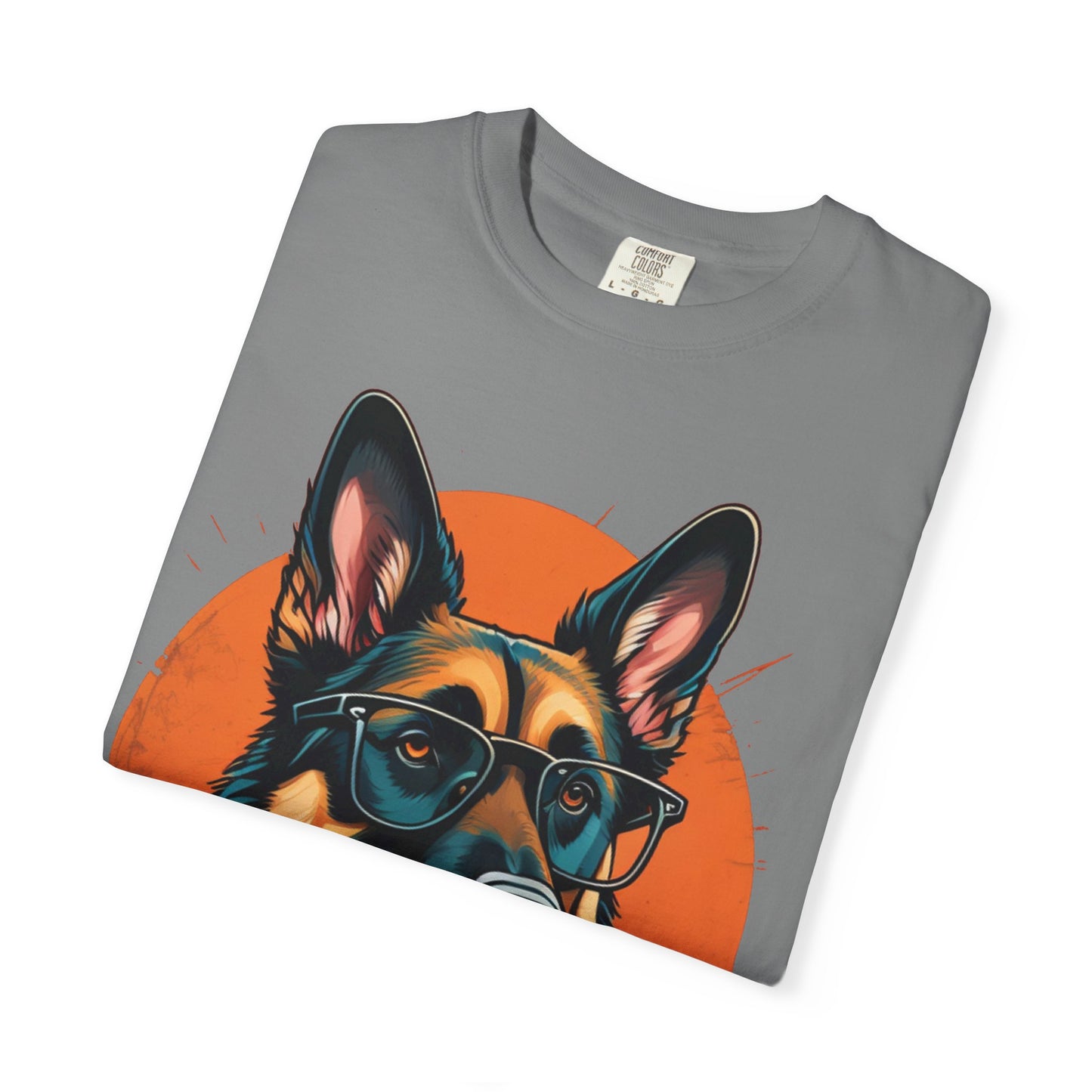 German Shepherd Coffee T-Shirt — Cool Dog Graphic Tee with Sunglasses & Mug