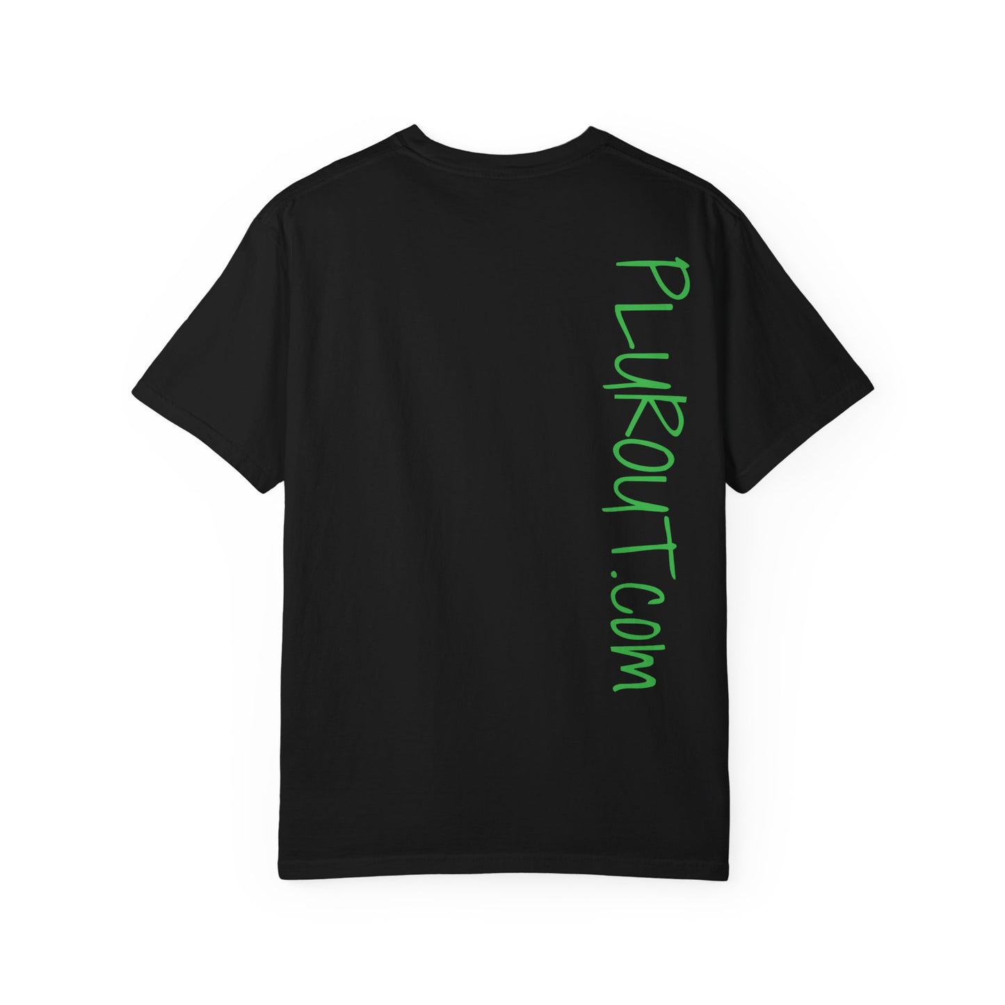 Dog Art T-Shirt — Colorful Urban Canine Print (Back Logo "PLUKOUT.com")