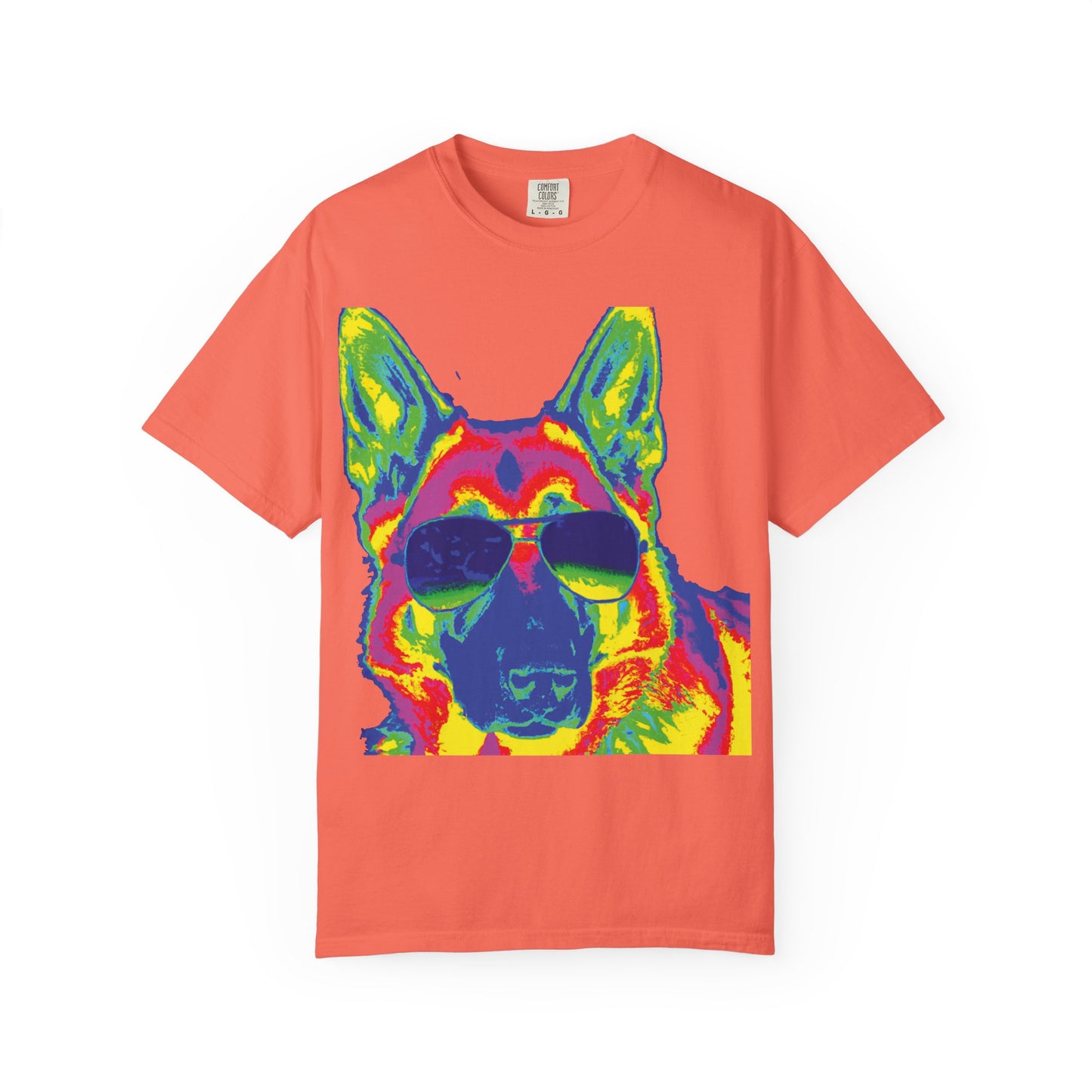 Cool Neon German Shepherd T-Shirt — Sunglasses Dog Graphic Tee