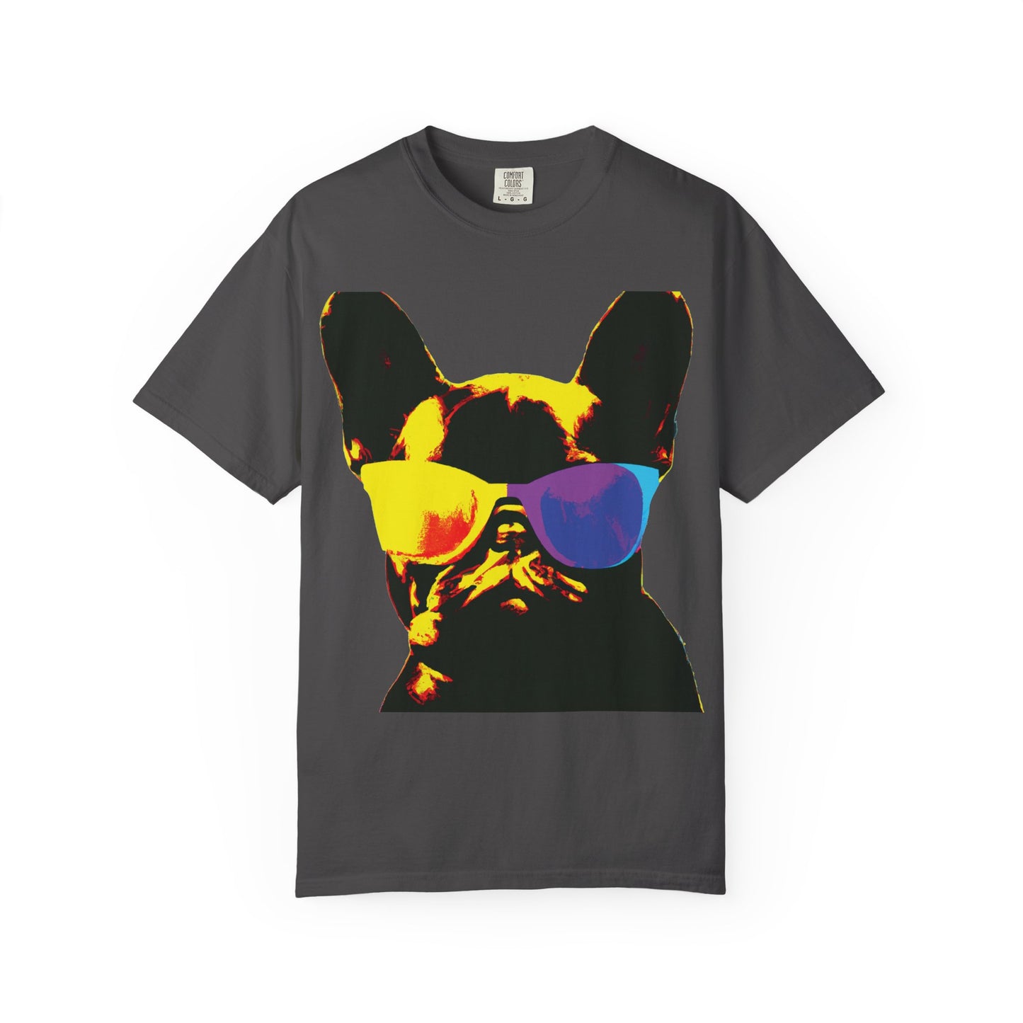 Colorful Sunglasses French Bulldog Tee (PlurOut.com Back Print)