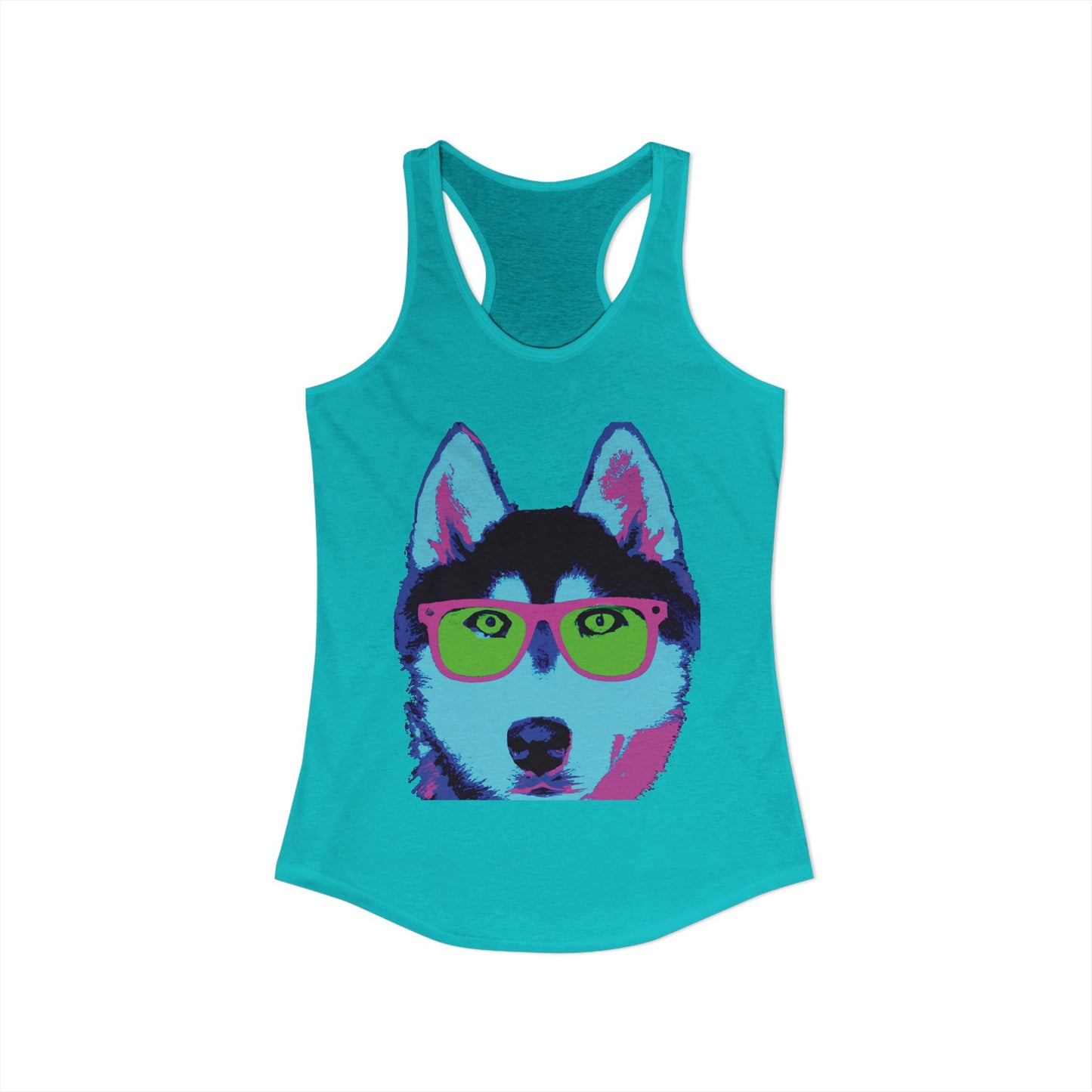 Husky with Cool Glasses Racerback Tank