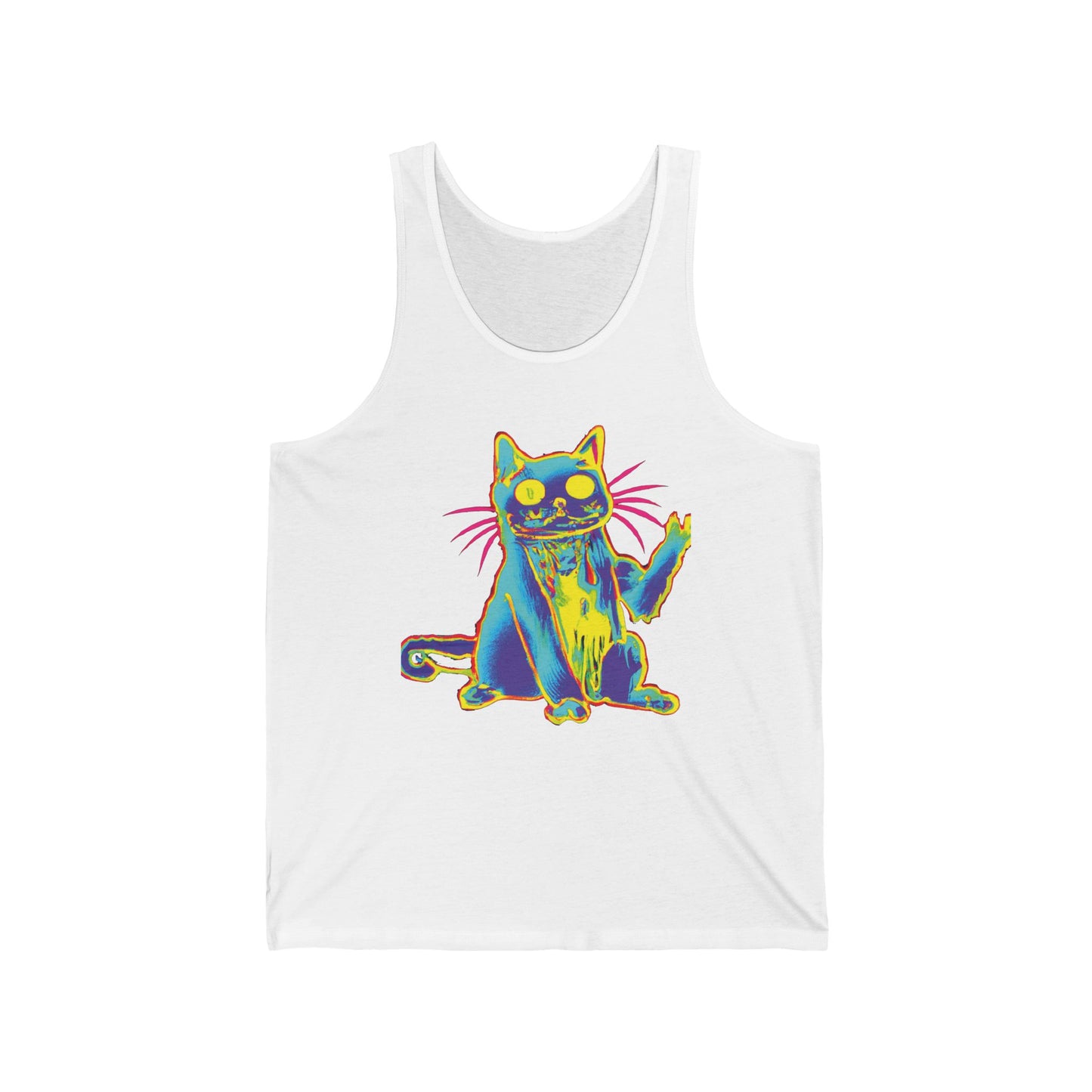 Psychedelic Cat Tank Top — Colorful Retro Cat Graphic Tank