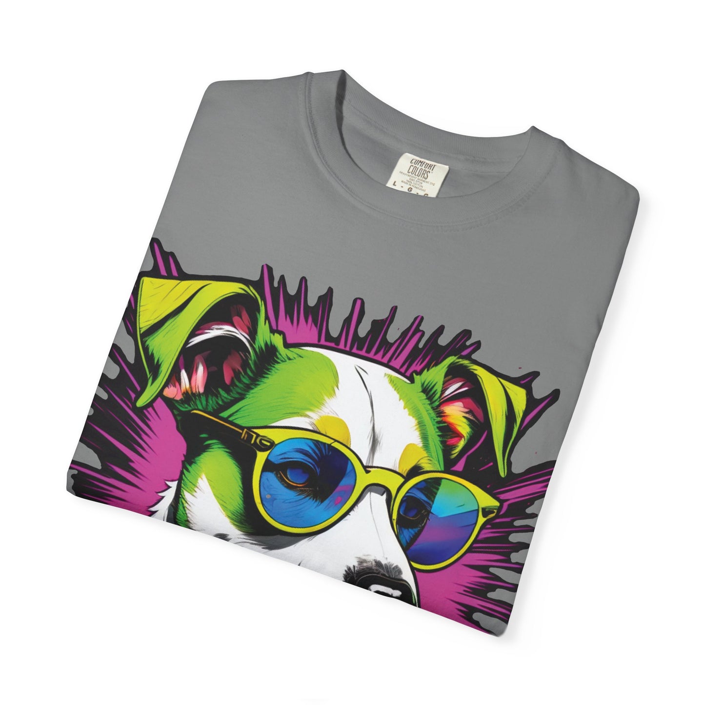 Graphic Dog T-Shirt — Colorful Sunglasses Pup Tee