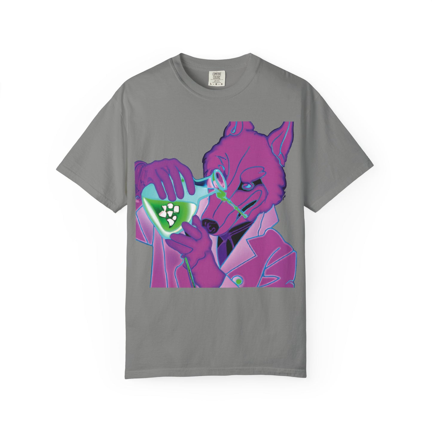 Chemist Fox Graphic T-Shirt — Retro Neon Scientist Design