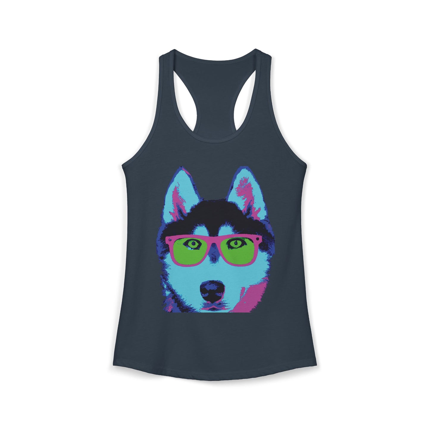 Husky with Cool Glasses Racerback Tank