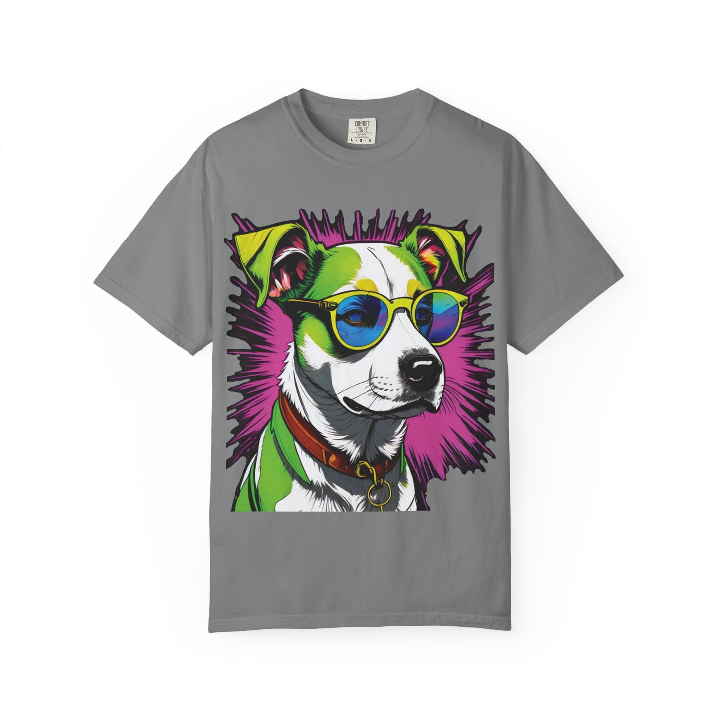 Graphic Dog T-Shirt — Colorful Sunglasses Pup Tee