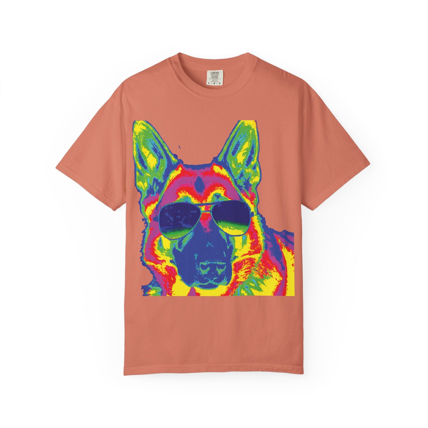Cool Neon German Shepherd T-Shirt — Sunglasses Dog Graphic Tee