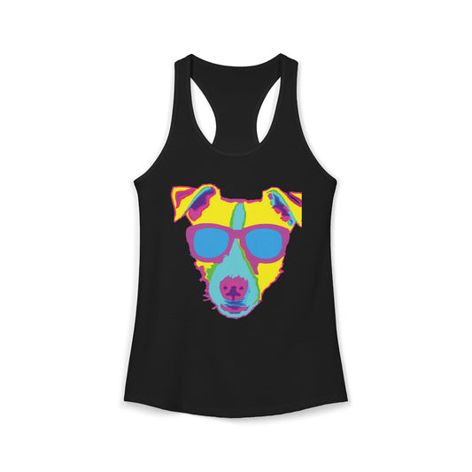 Jack Russell Pop Art Tank Top — Sunglasses Dog Graphic Racerback