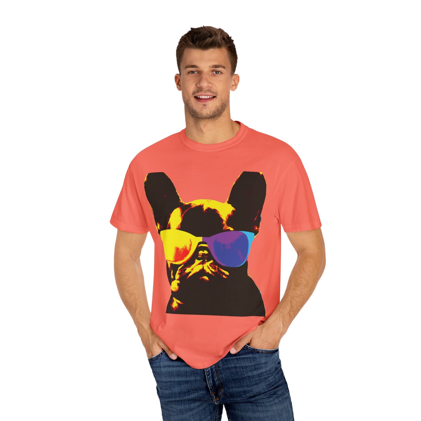 Colorful Sunglasses French Bulldog Tee (PlurOut.com Back Print)