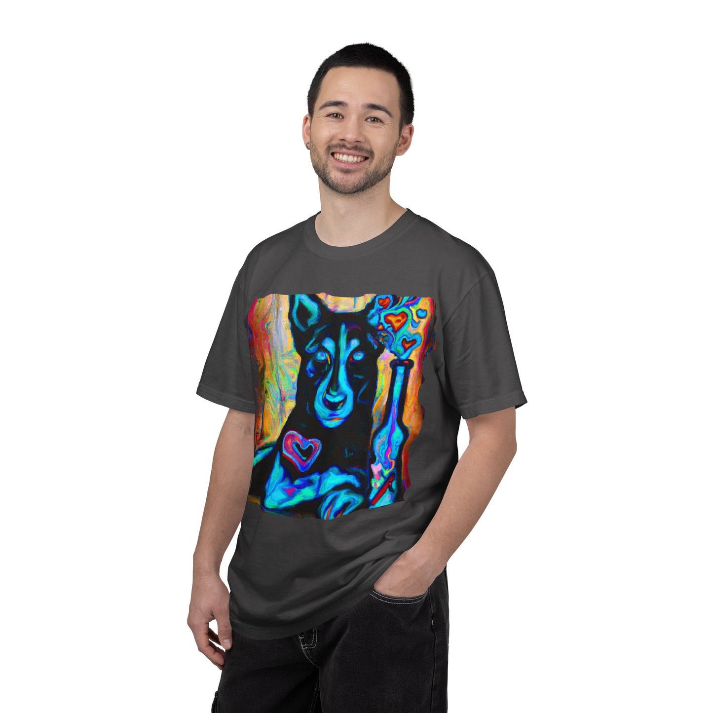 Colorful Husky Art T-Shirt — Vibrant Neon Dog Portrait Tee