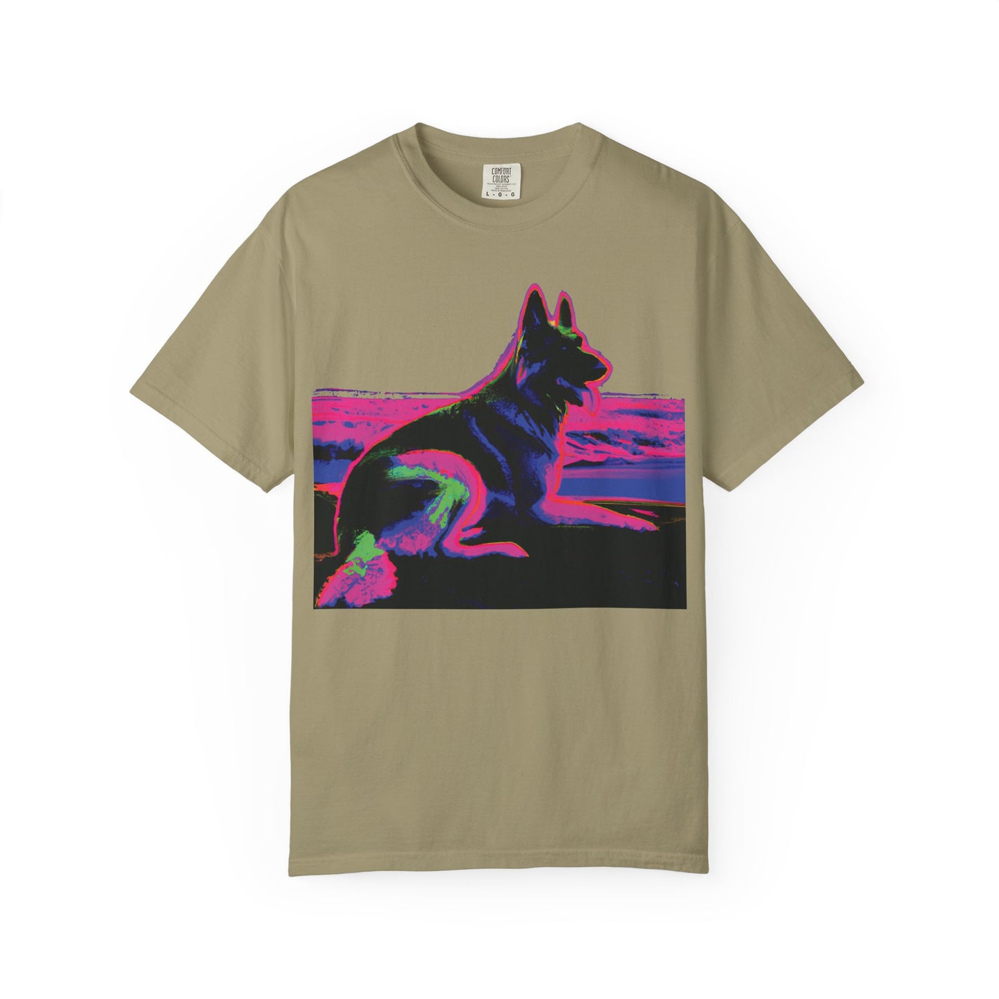 German Shepherd Sunset T-Shirt — Neon Pop Dog Graphic Tee