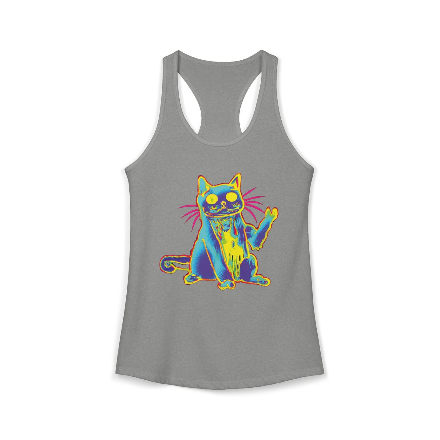 Trippy Cat 'Hi' Racerback Tank — Women's Graphic Tank Top