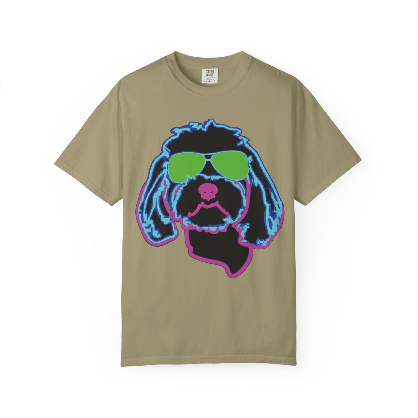Retro Neon Dog T-Shirt — Cool Pup Sunglasses Graphic Tee