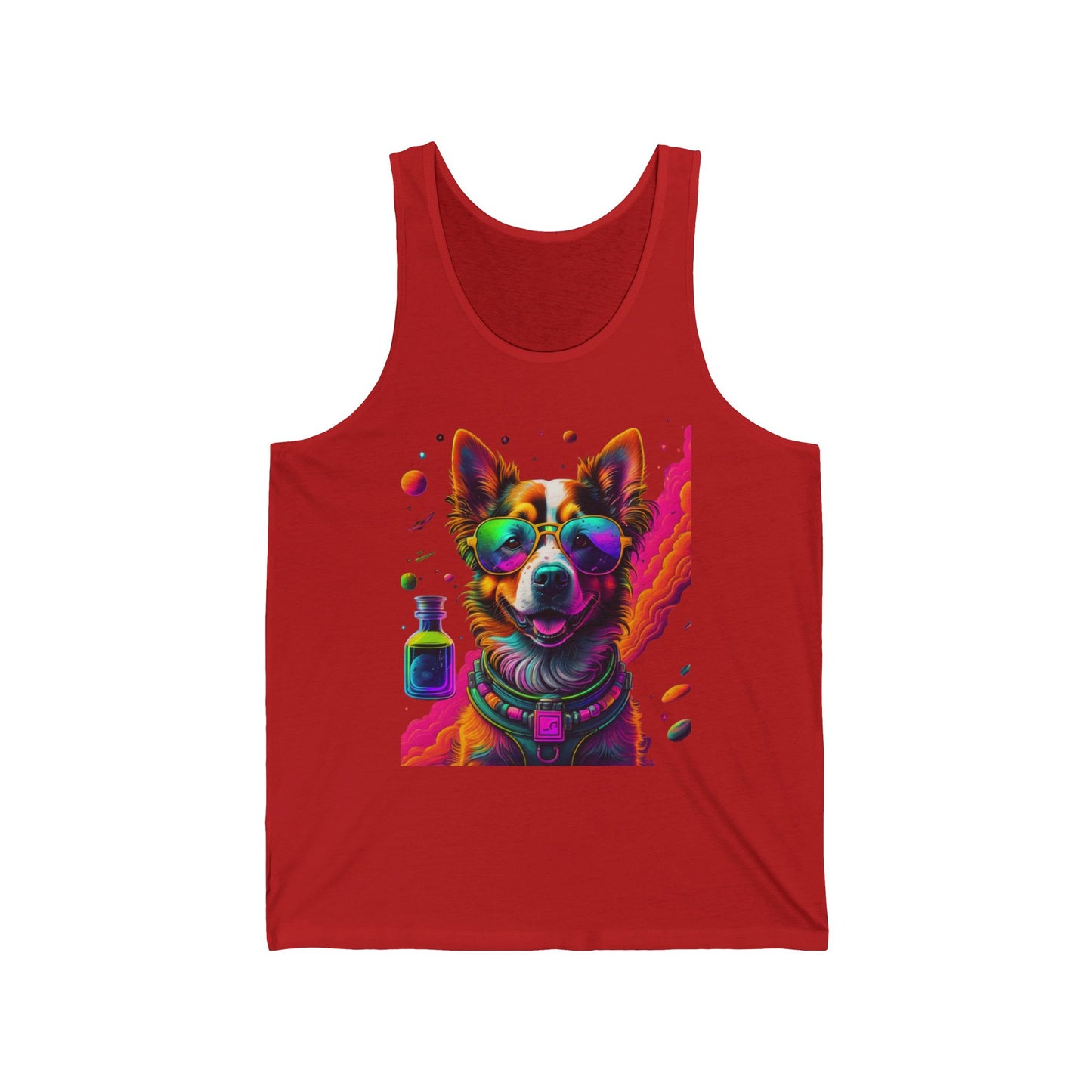 Vibrant Psychedelic Dog Tank Top – Colorful Corgi Art Graphic Tank