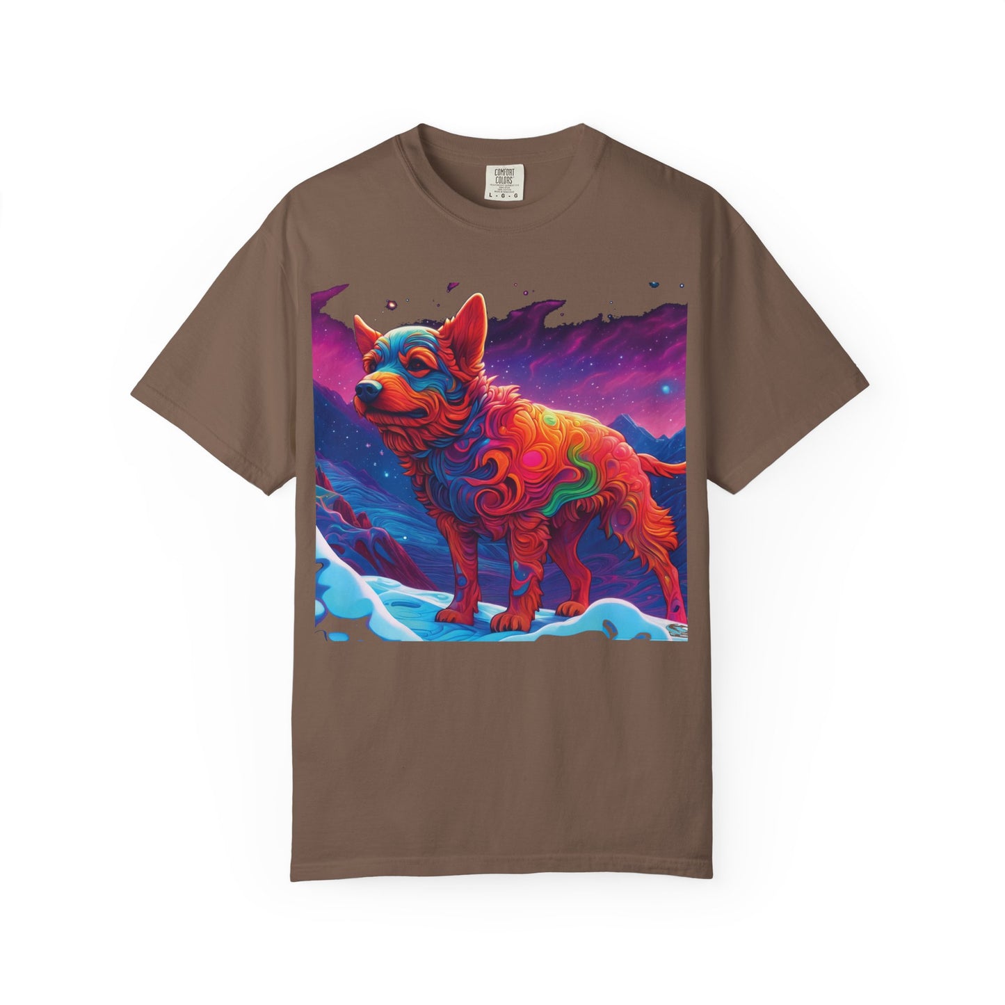 Psychedelic Fox Dog T-Shirt — Vibrant Neon Animal Art Tee (Includes PLURROUT.com Back Print)