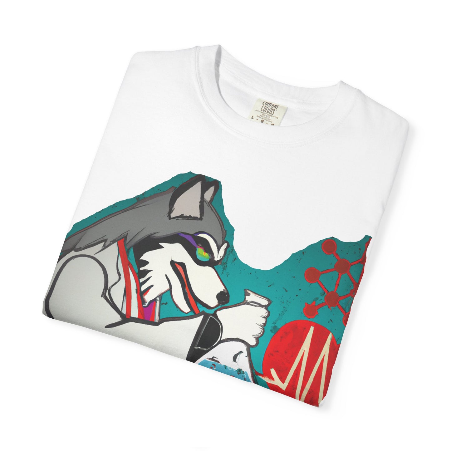 Scientist Wolf Graphic T-Shirt — 'PLUROUT.com' Back Print