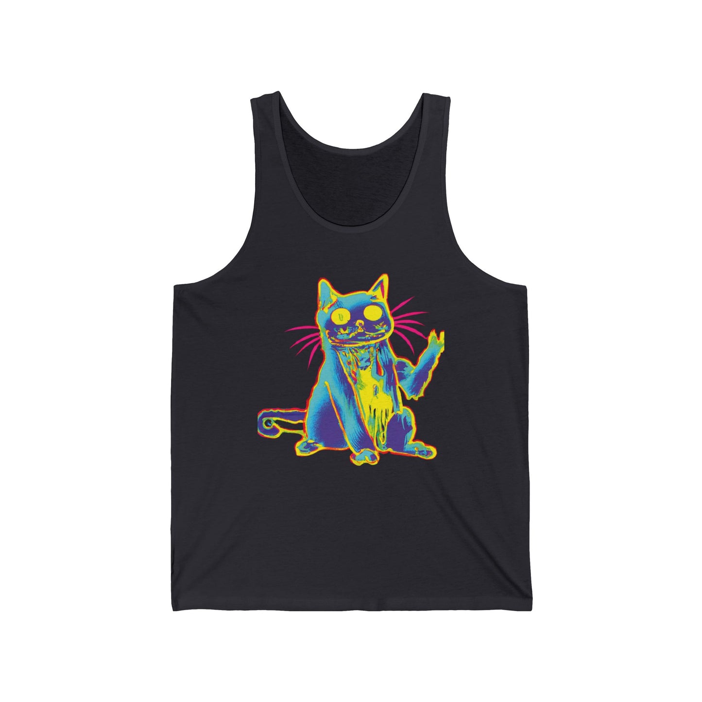 Psychedelic Cat Tank Top — Colorful Retro Cat Graphic Tank