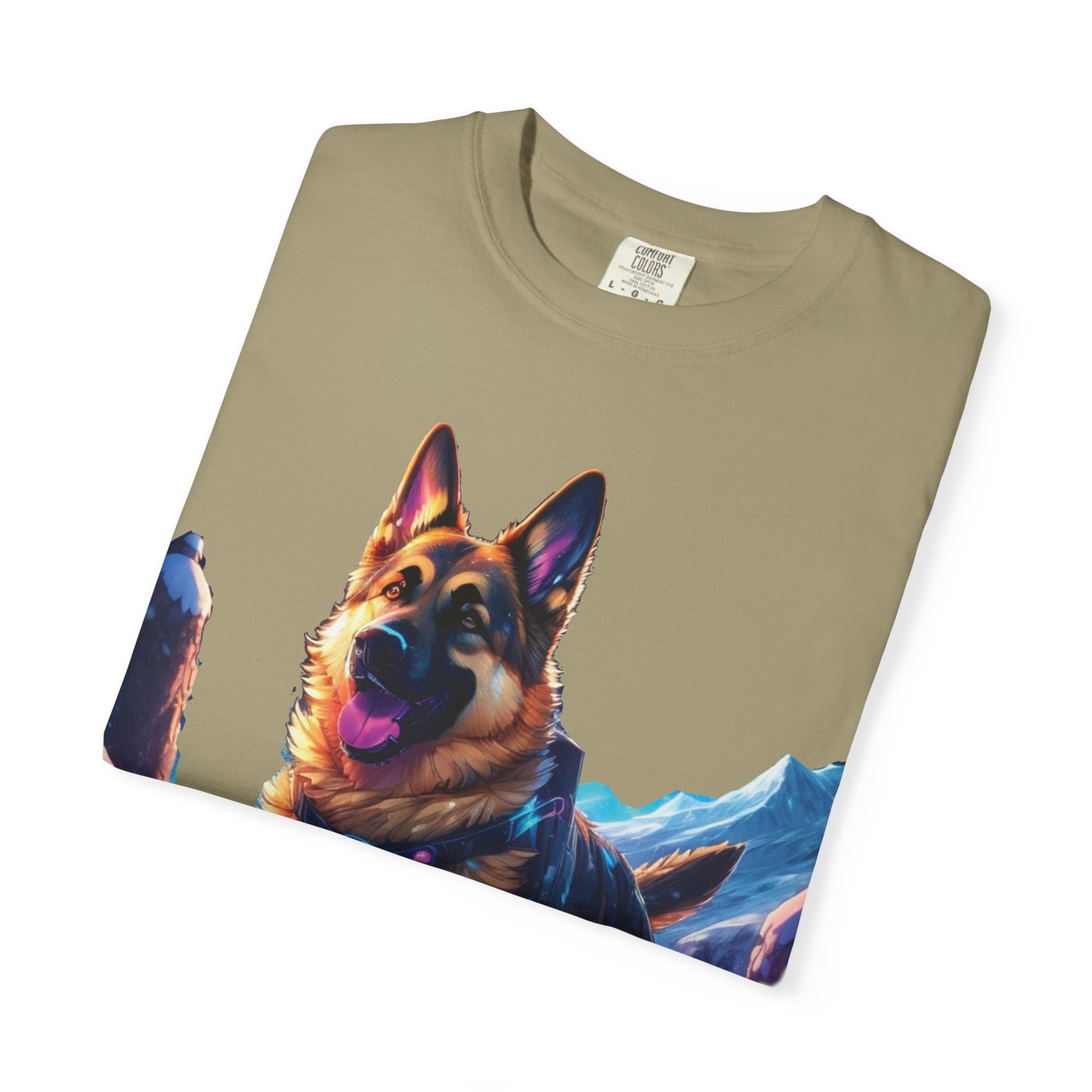 German Shepherd Mountain Tee — Vibrant Dog Graphic T-Shirt