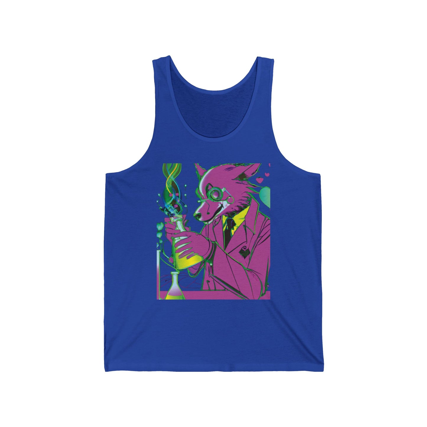 Psychedelic Fox Chemist Tank – Neon Lab Art Graphic Tank Top