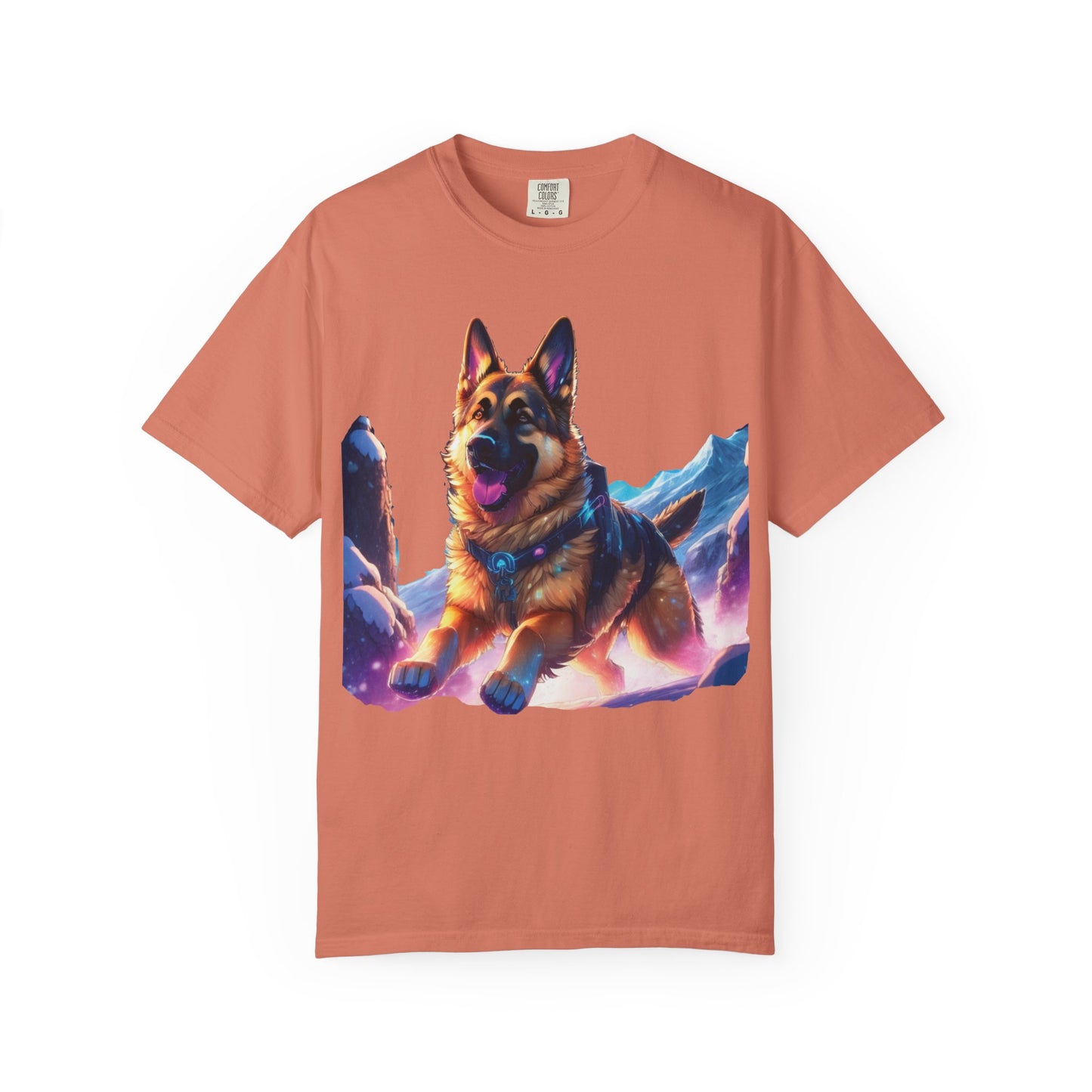 German Shepherd Mountain Tee — Vibrant Dog Graphic T-Shirt