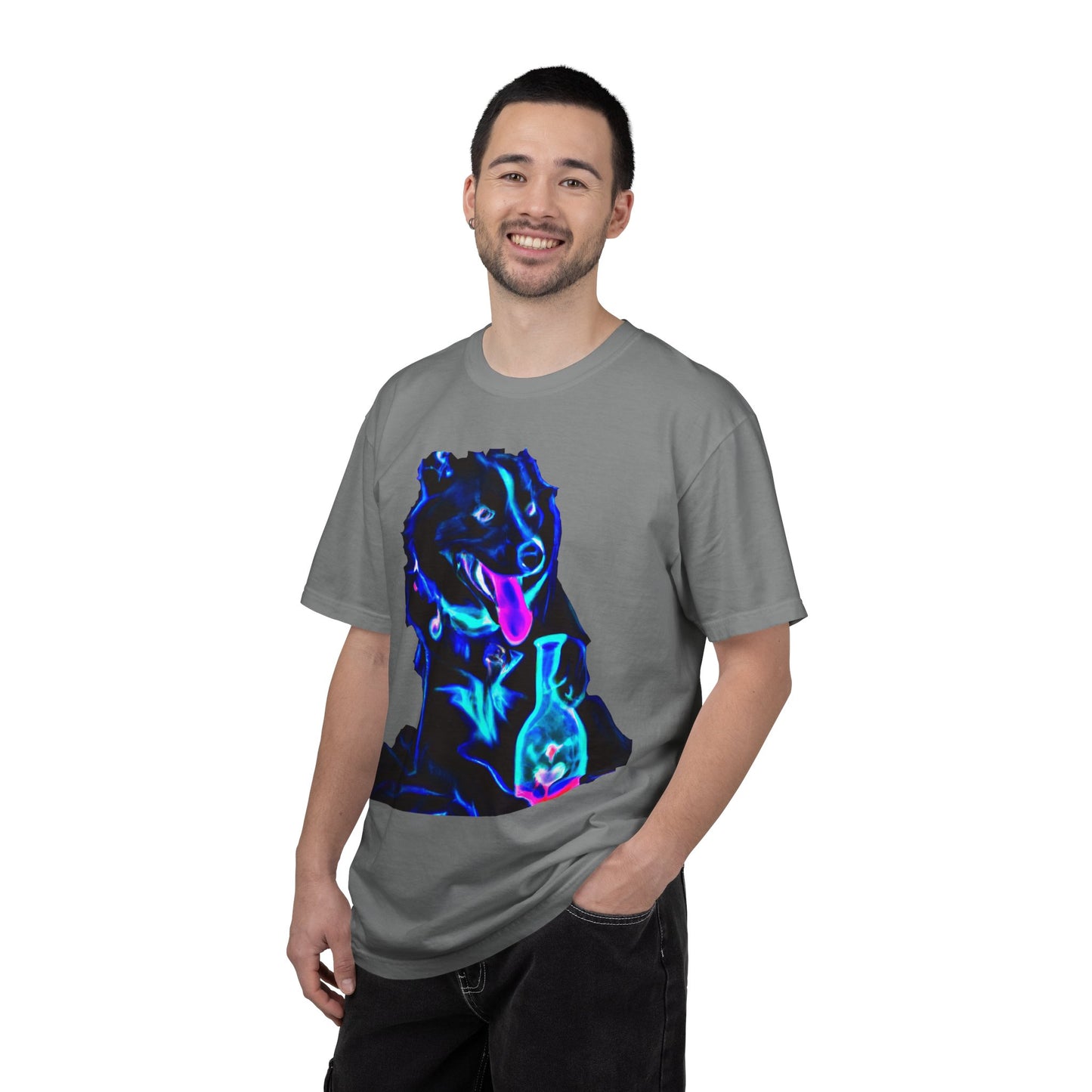Neon Aura Dog T-Shirt — Vibrant Psychedelic Pup Graphic Tee
