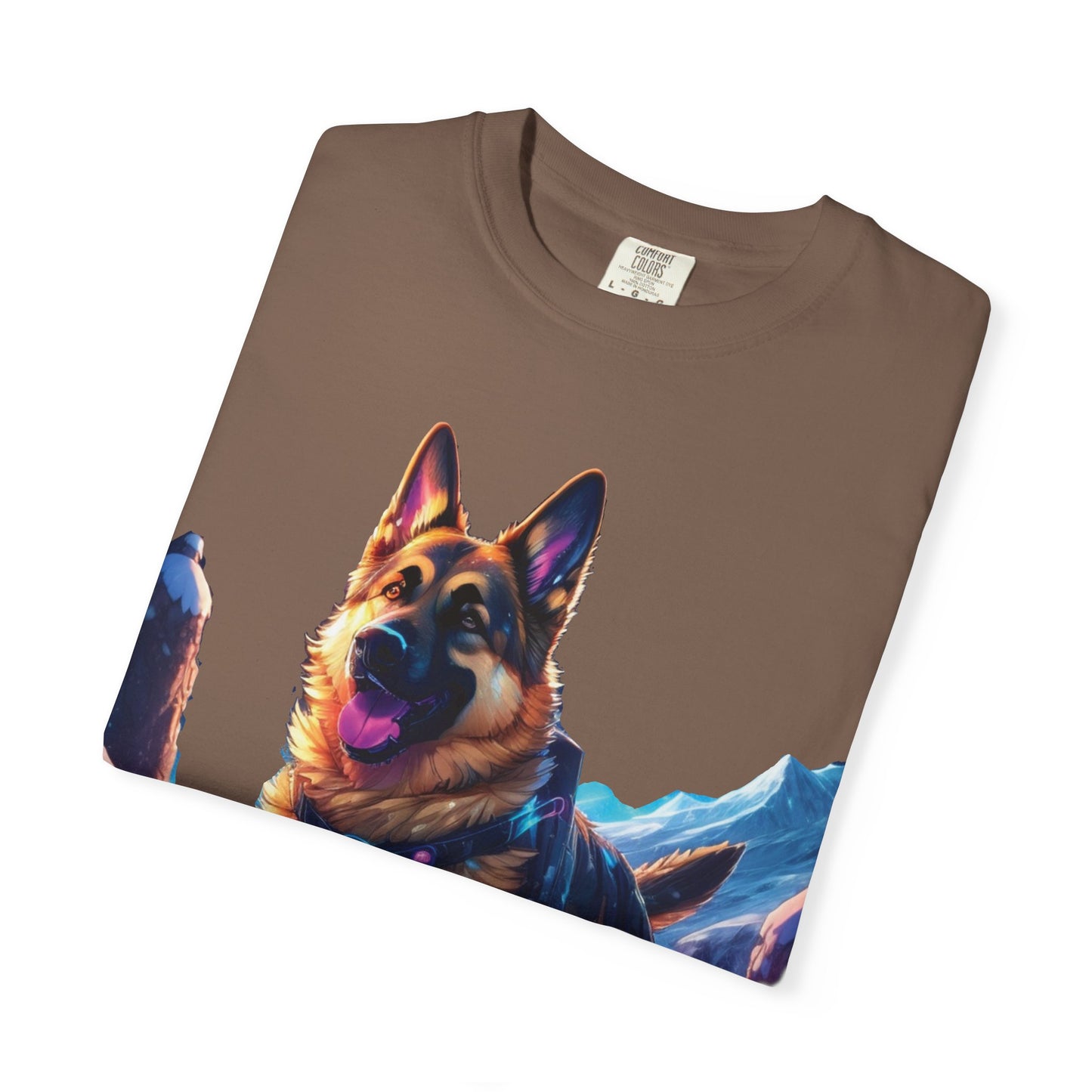 German Shepherd Mountain Tee — Vibrant Dog Graphic T-Shirt