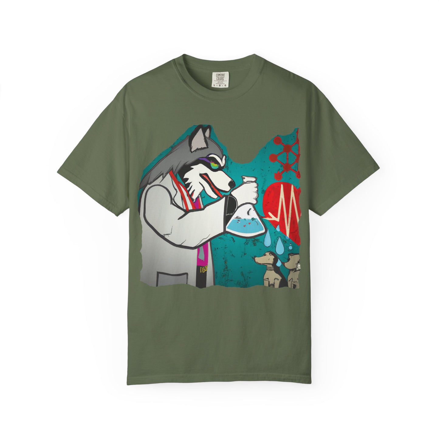 Scientist Wolf Graphic T-Shirt — 'PLUROUT.com' Back Print