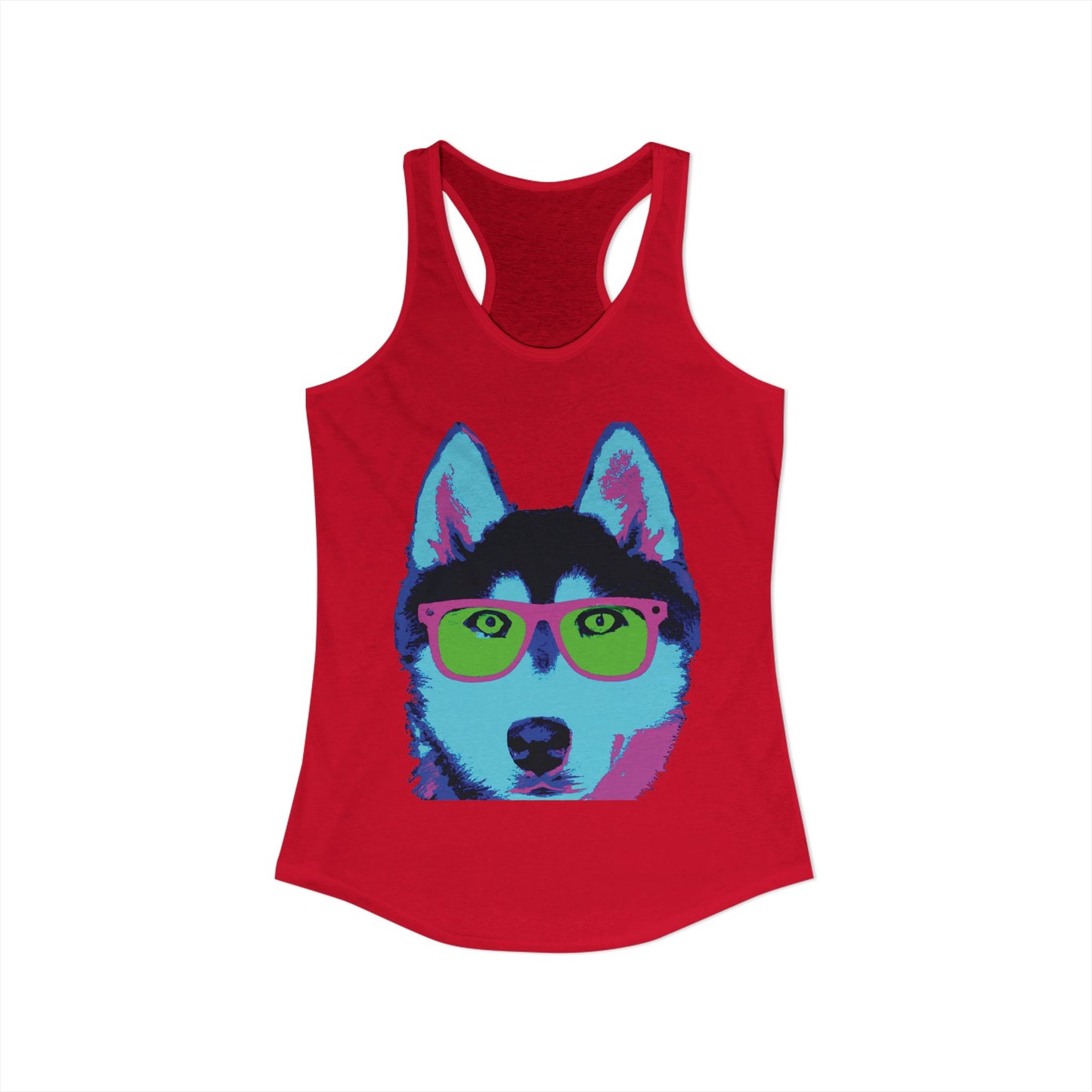 Husky with Cool Glasses Racerback Tank