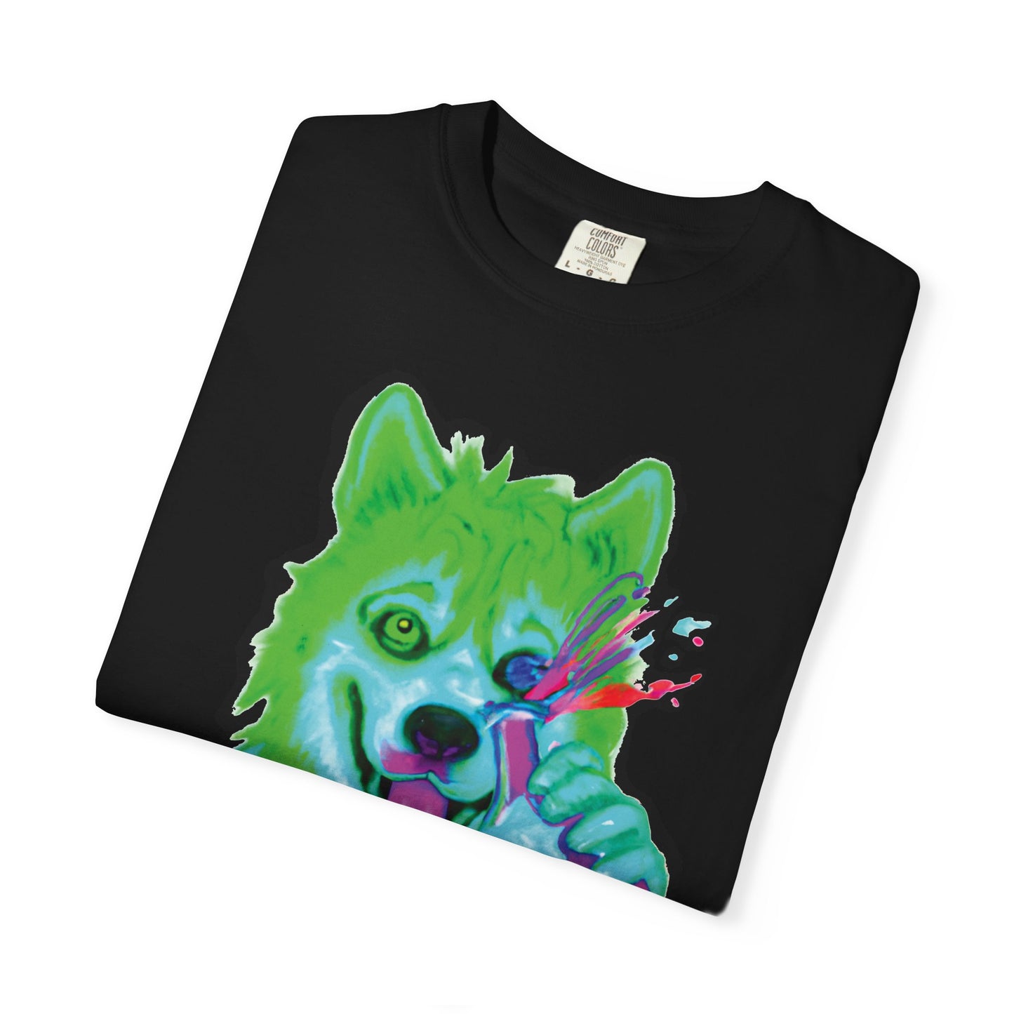 Chemist Wolf Graphic T-Shirt — Green Cartoon Animal Lab Art