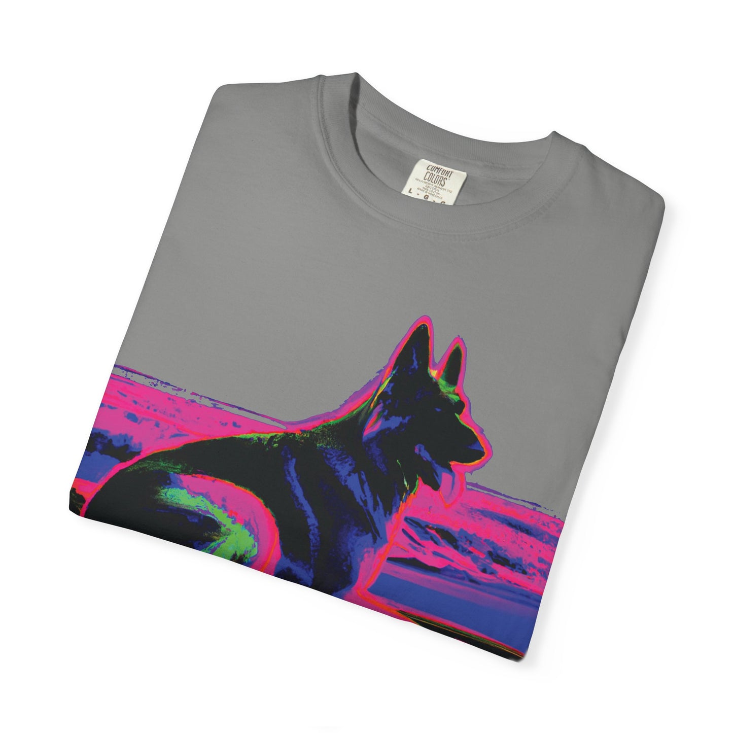 German Shepherd Sunset T-Shirt — Neon Pop Dog Graphic Tee