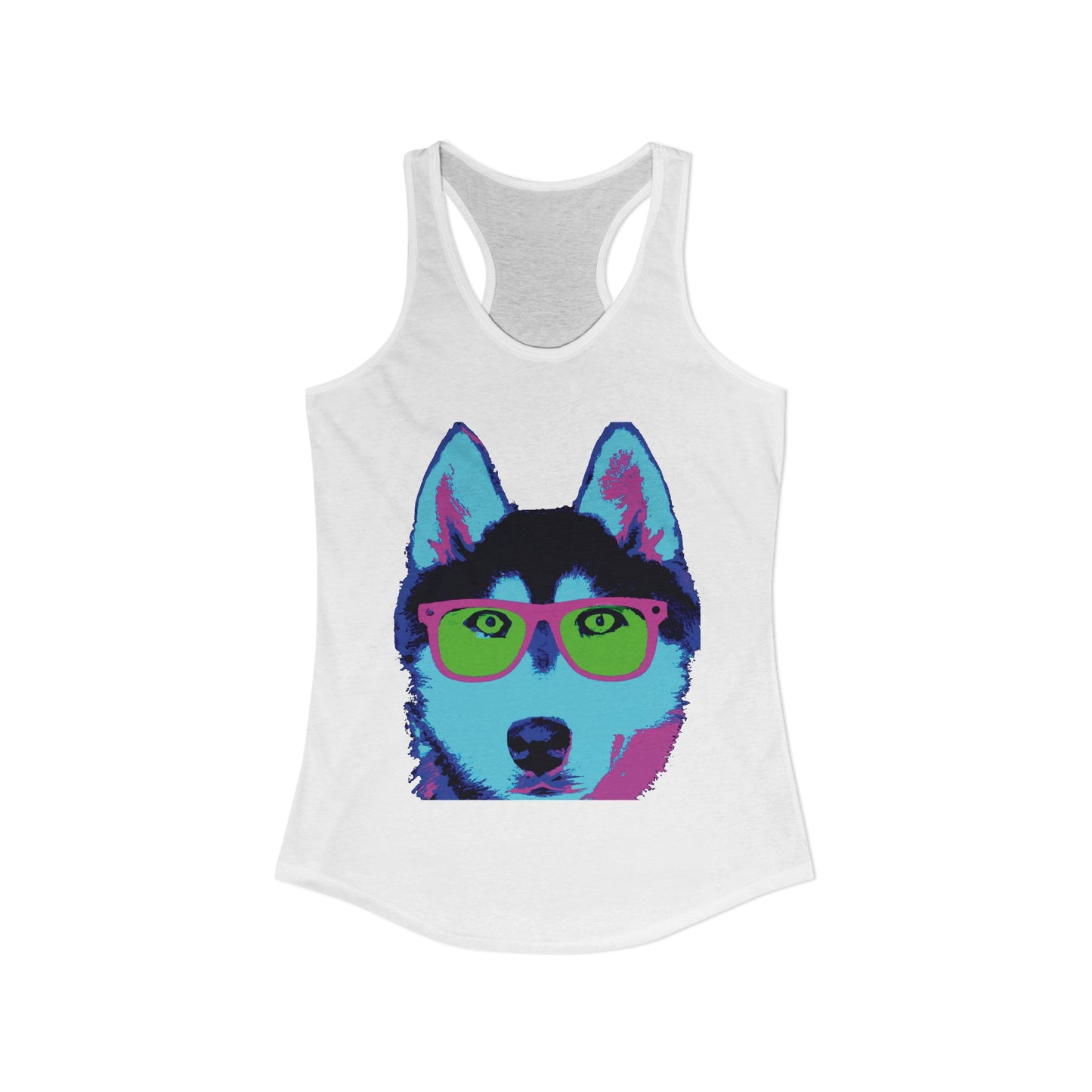 Husky with Cool Glasses Racerback Tank