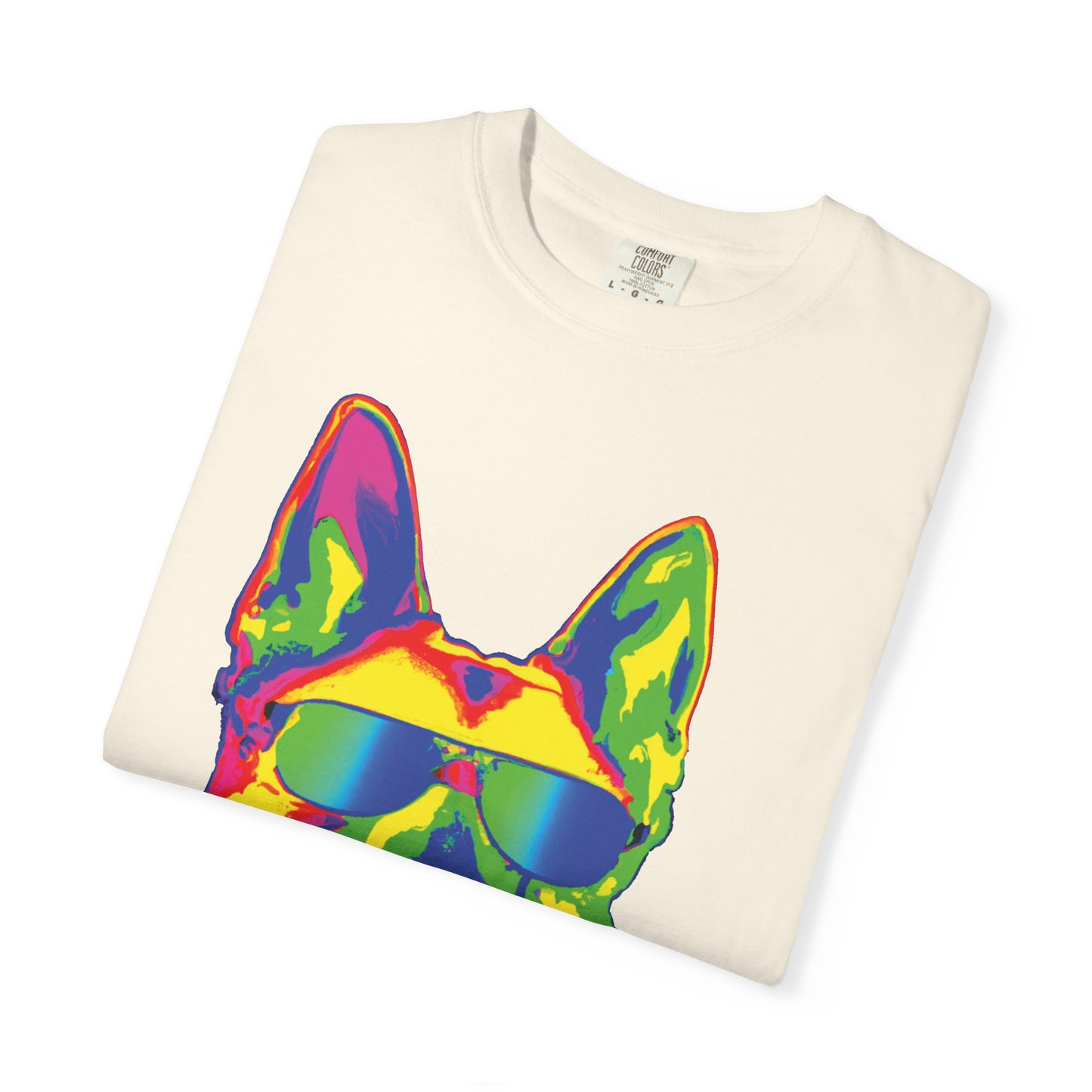 Retro Neon German Shepherd Tee — Cool Sunglasses Dog Graphic T-Shirt