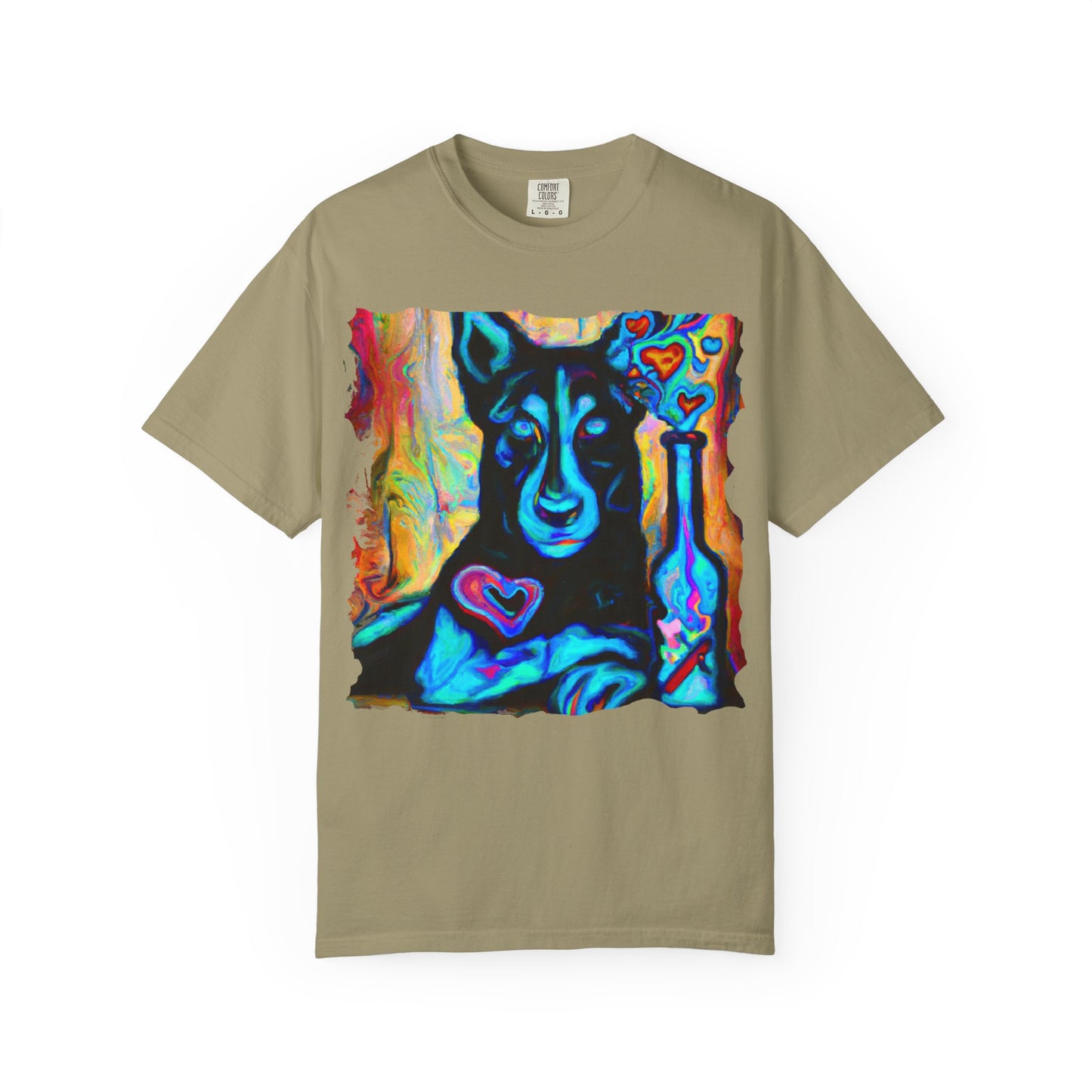 Colorful Husky Art T-Shirt — Vibrant Neon Dog Portrait Tee