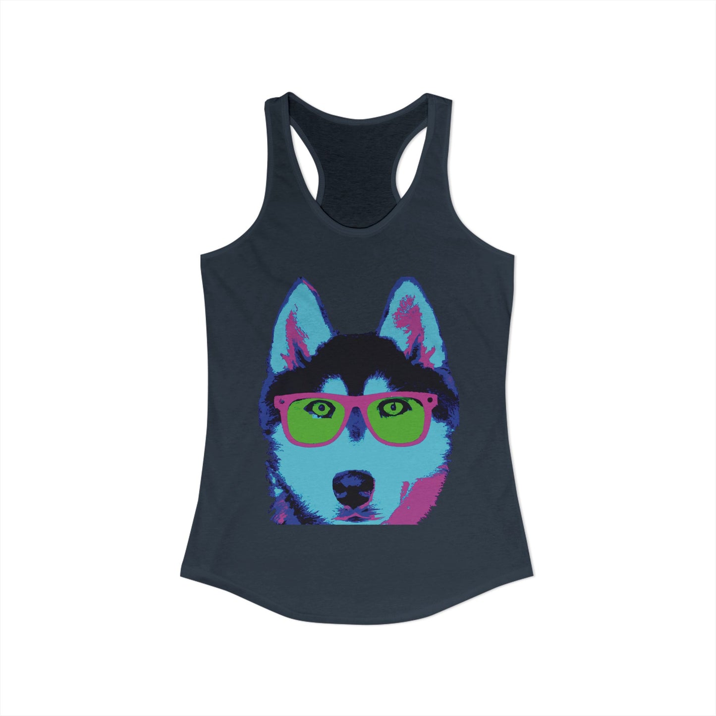Husky with Cool Glasses Racerback Tank