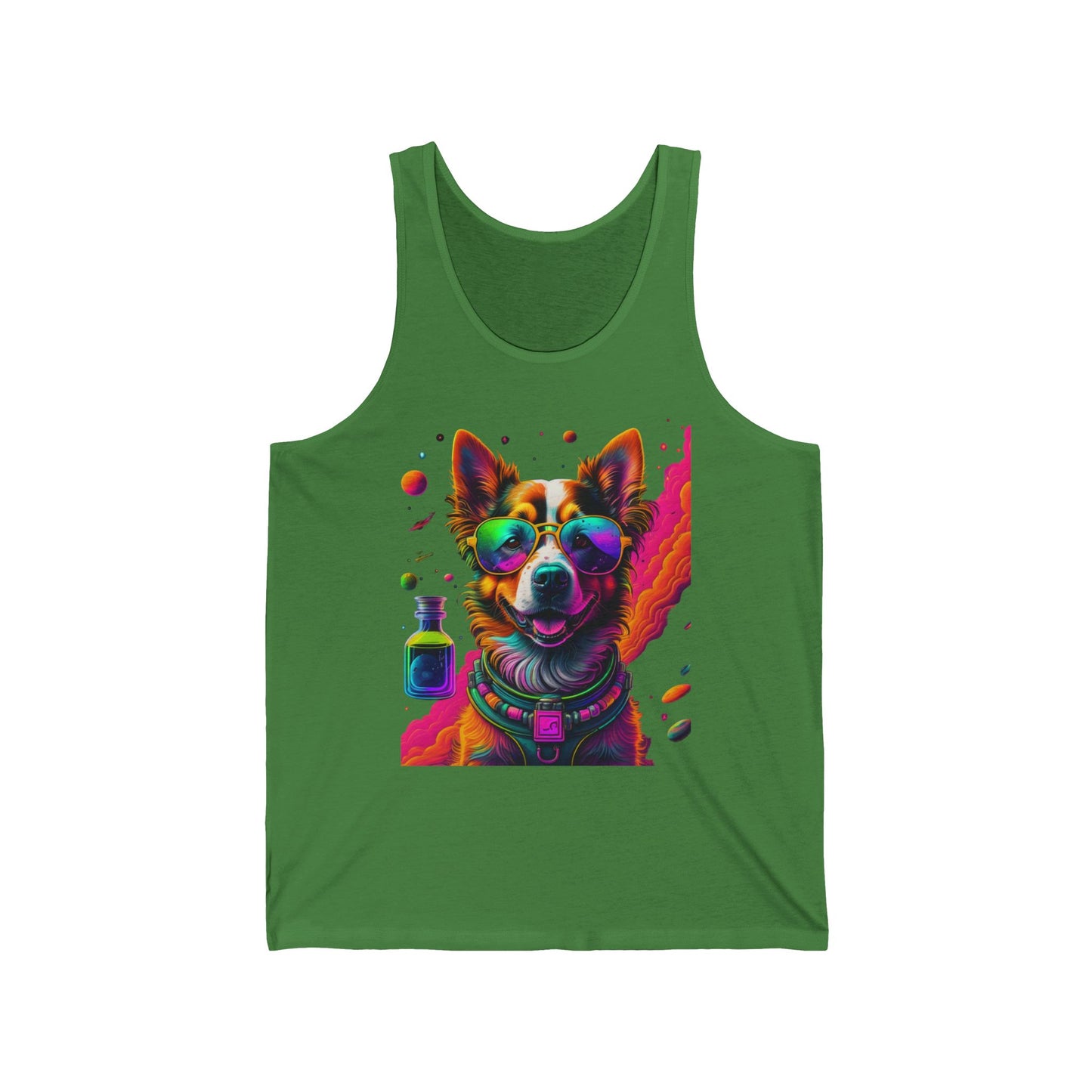 Vibrant Psychedelic Dog Tank Top – Colorful Corgi Art Graphic Tank