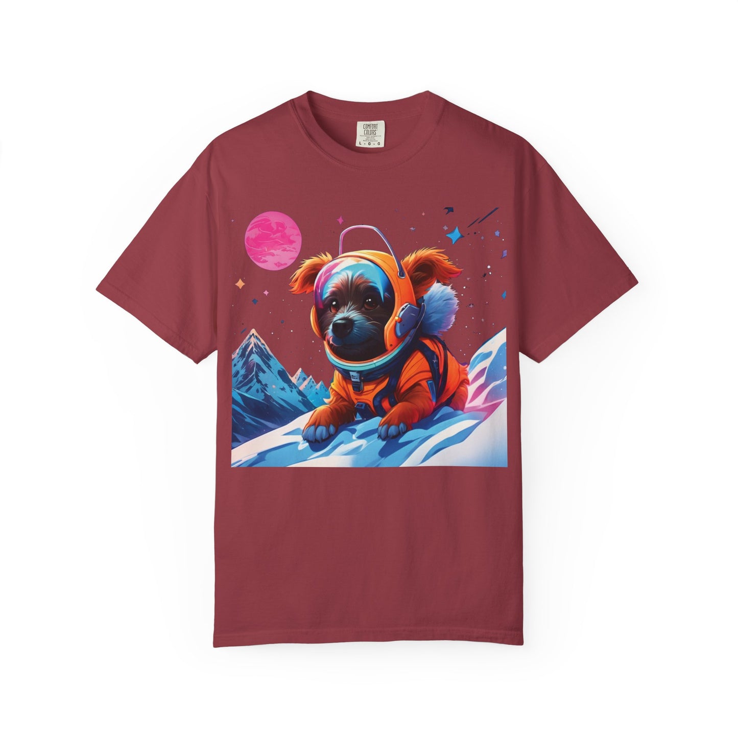 Astronaut Pug T-Shirt — Cute Space Dog Graphic Tee with PLUROUT.com Back Print