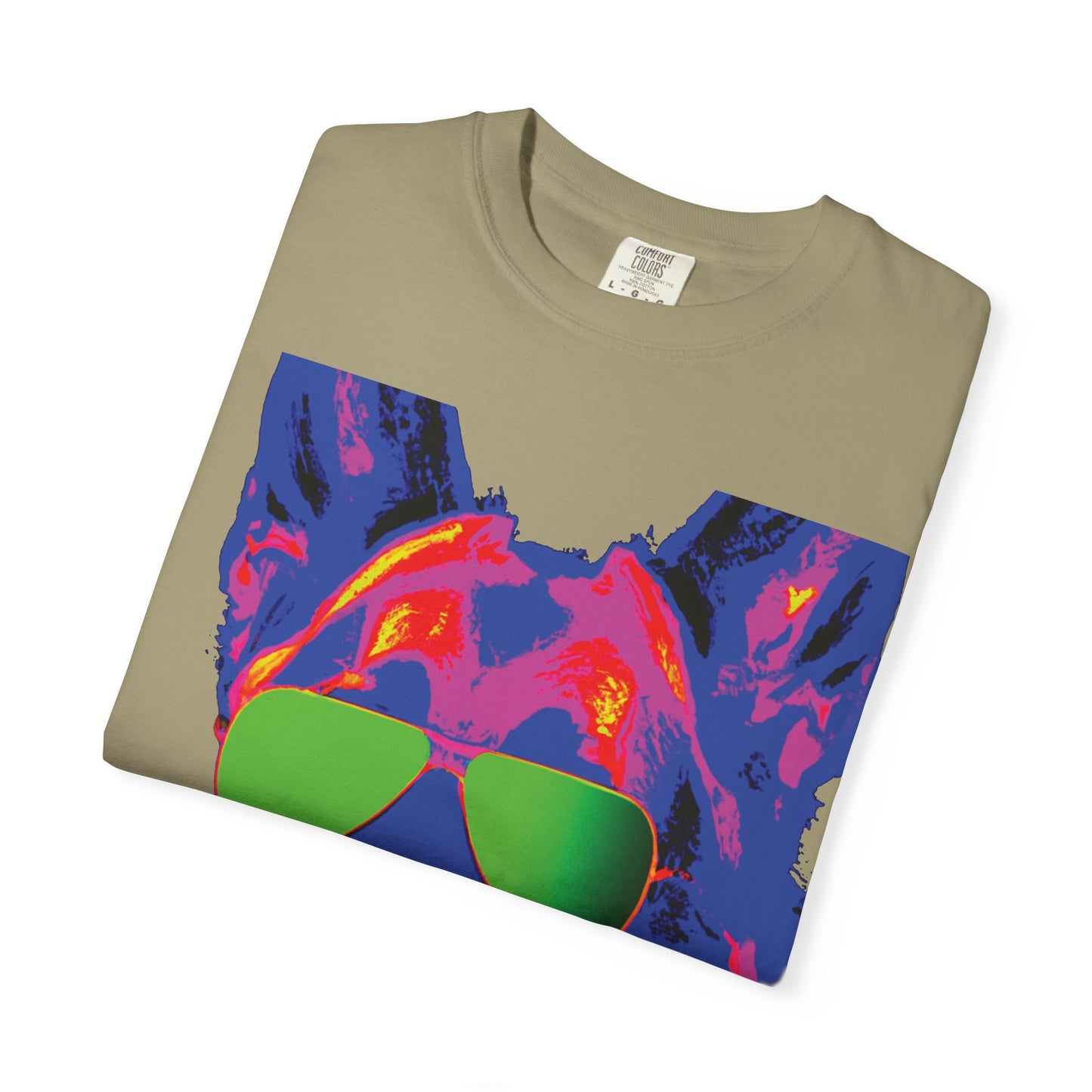 Cool Neon German Shepherd T-Shirt with Sunglasses – Retro Pop Art Dog Tee