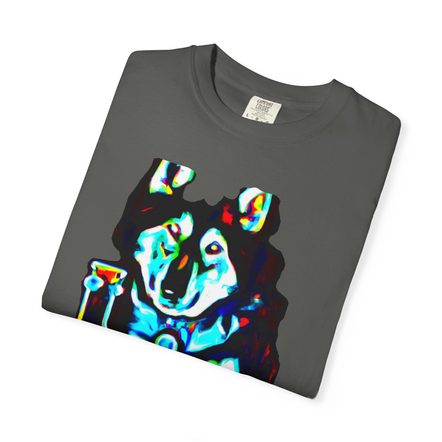 Psychedelic Husky T-Shirt — Colorful Neon Dog Graphic Tee
