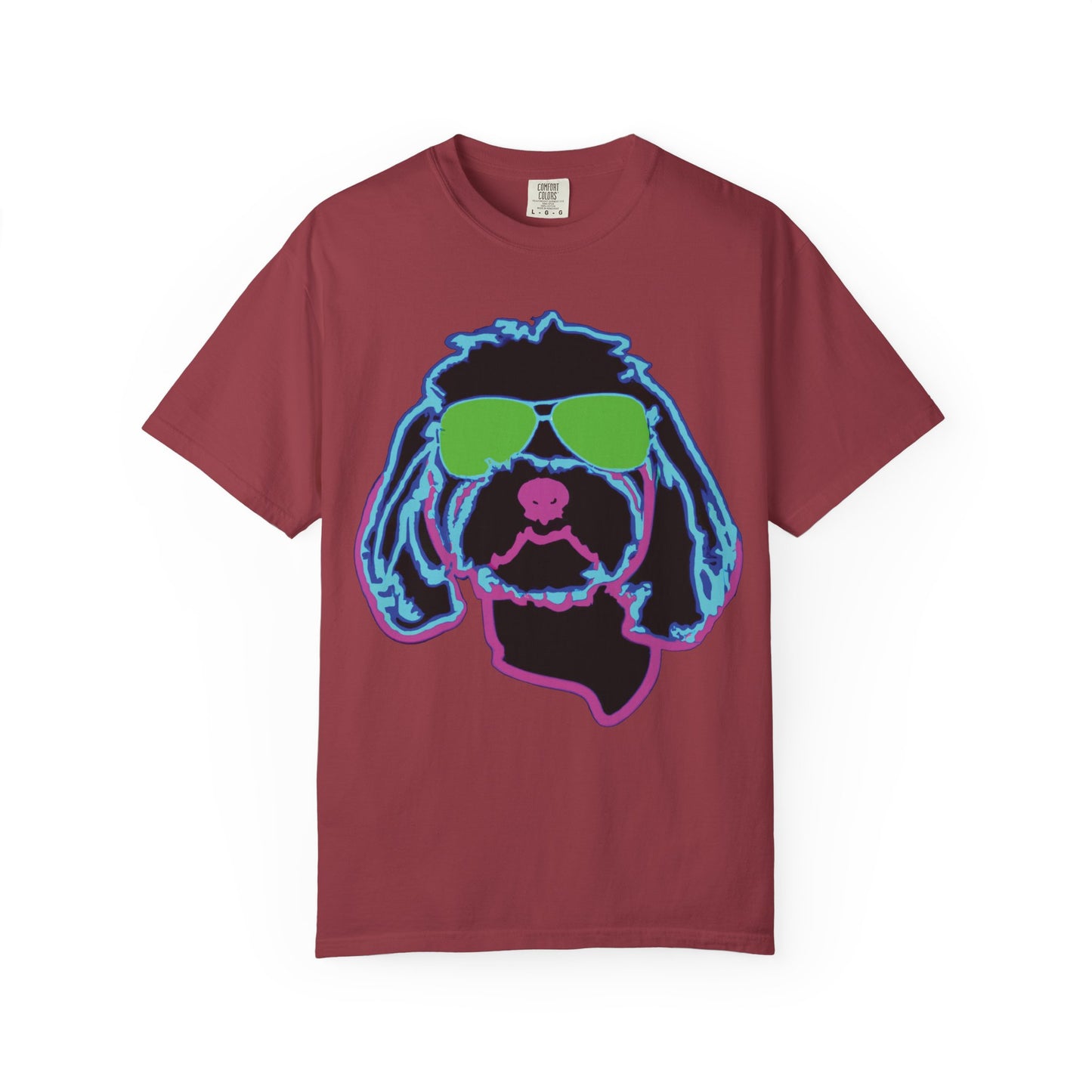 Retro Neon Dog T-Shirt — Cool Pup Sunglasses Graphic Tee