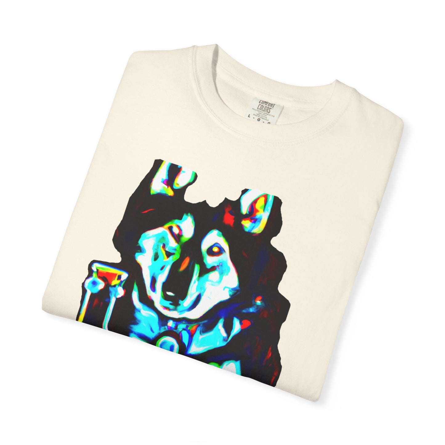 Psychedelic Husky T-Shirt — Colorful Neon Dog Graphic Tee