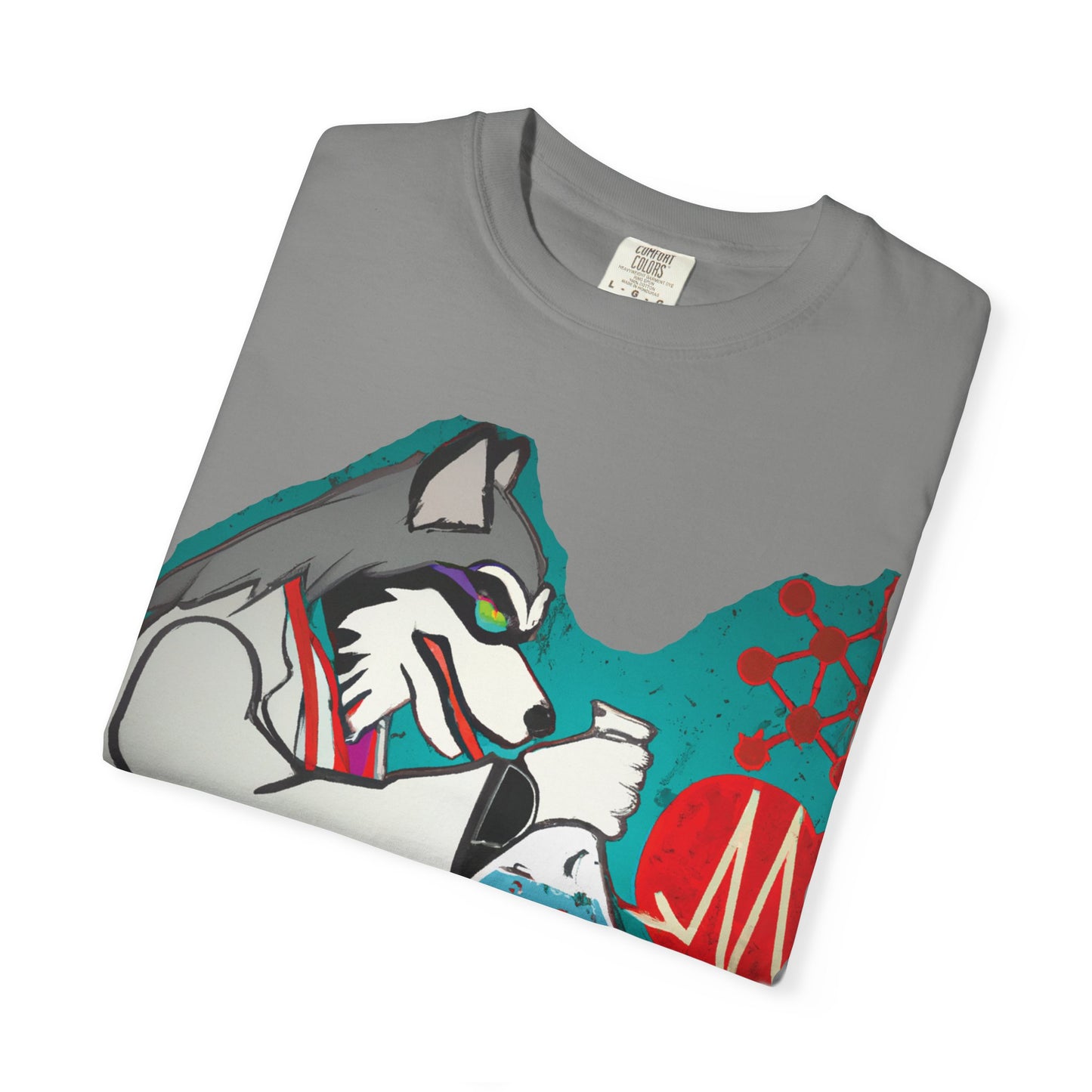 Scientist Wolf Graphic T-Shirt — 'PLUROUT.com' Back Print