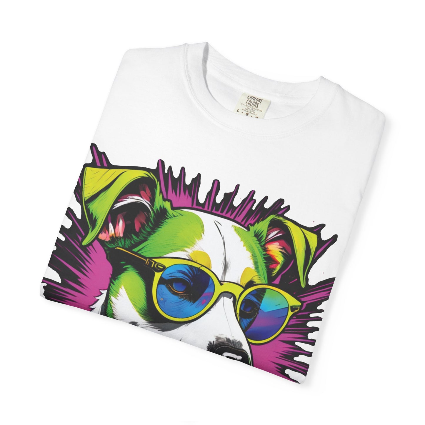 Graphic Dog T-Shirt — Colorful Sunglasses Pup Tee