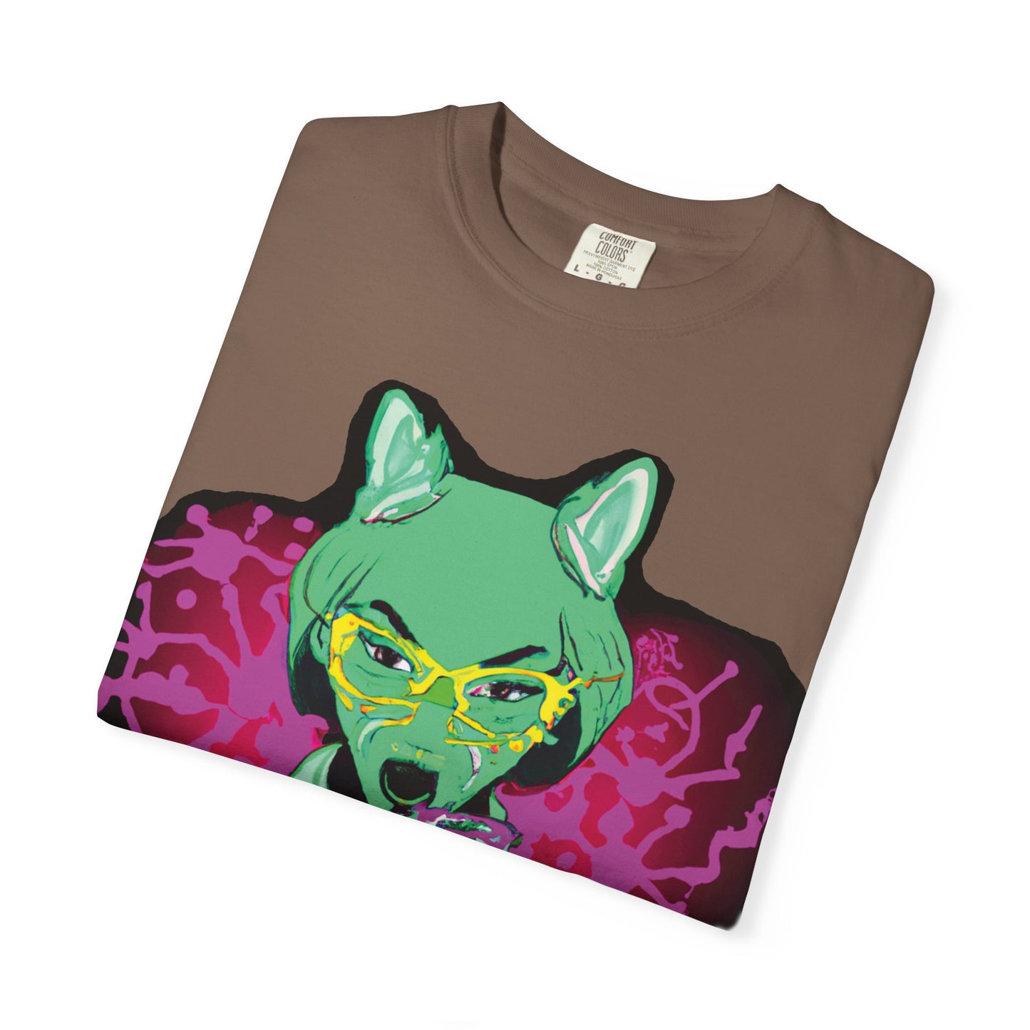 Psychedelic Fox Chemist T-Shirt — Green Fox with Beaker Graphic